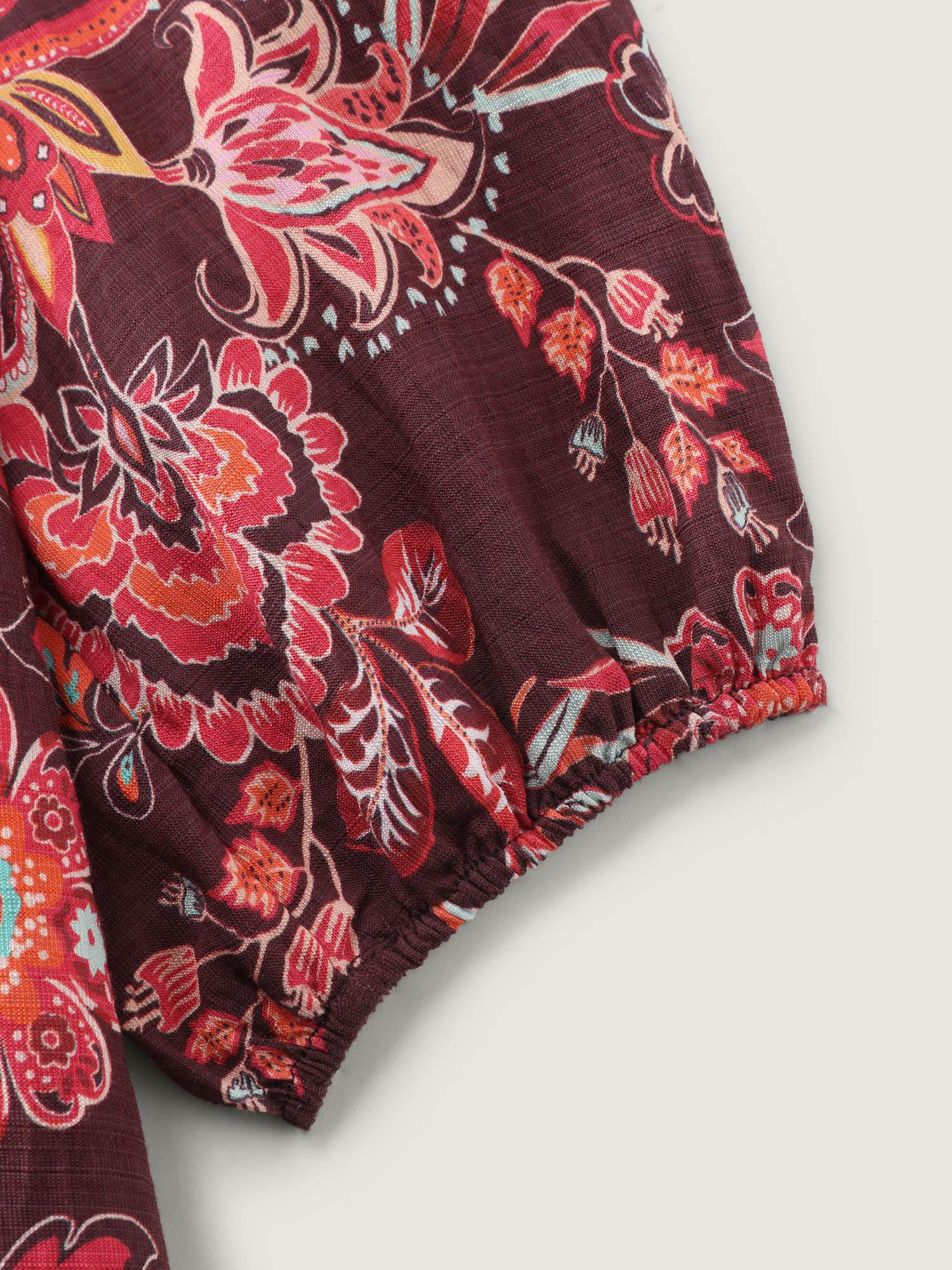 Boho Floral Print Cinched-Waist Maxi Dress Female Product Image