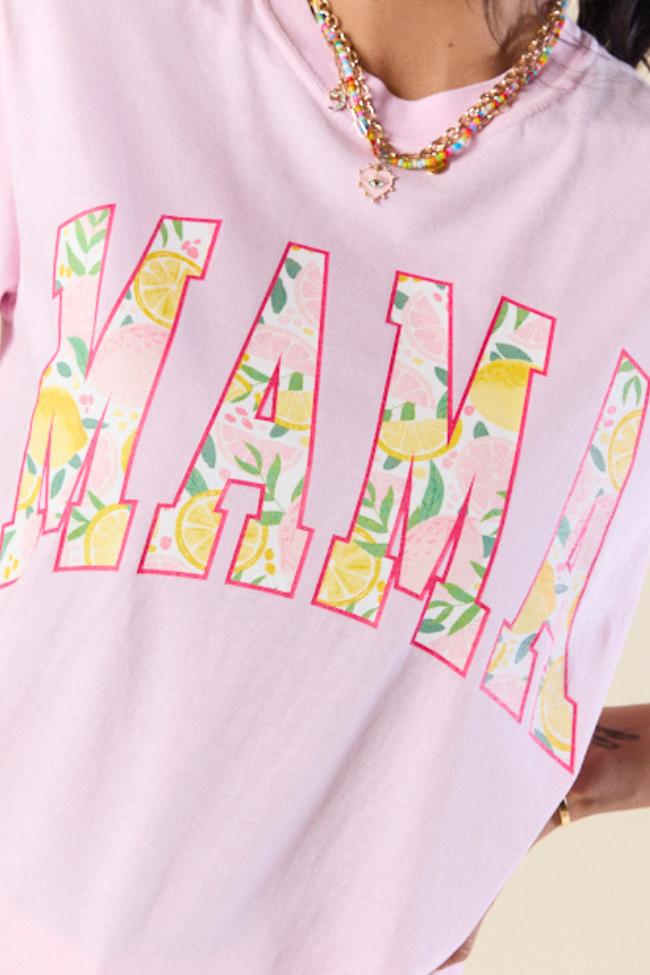Mama Lemons Print Light Pink Graphic Tee Product Image