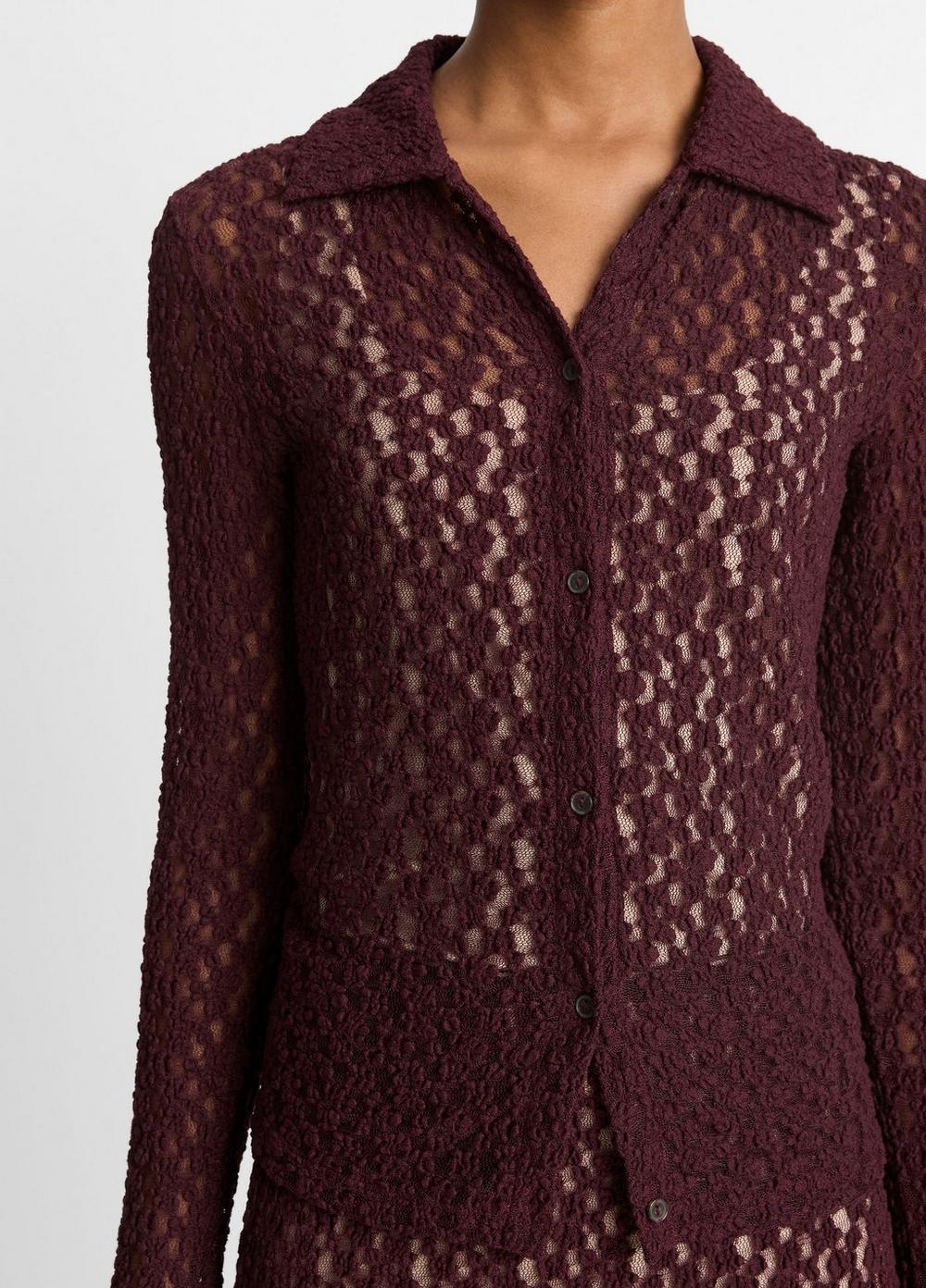 Floral Smocked Long-Sleeve Button-Up Top Product Image