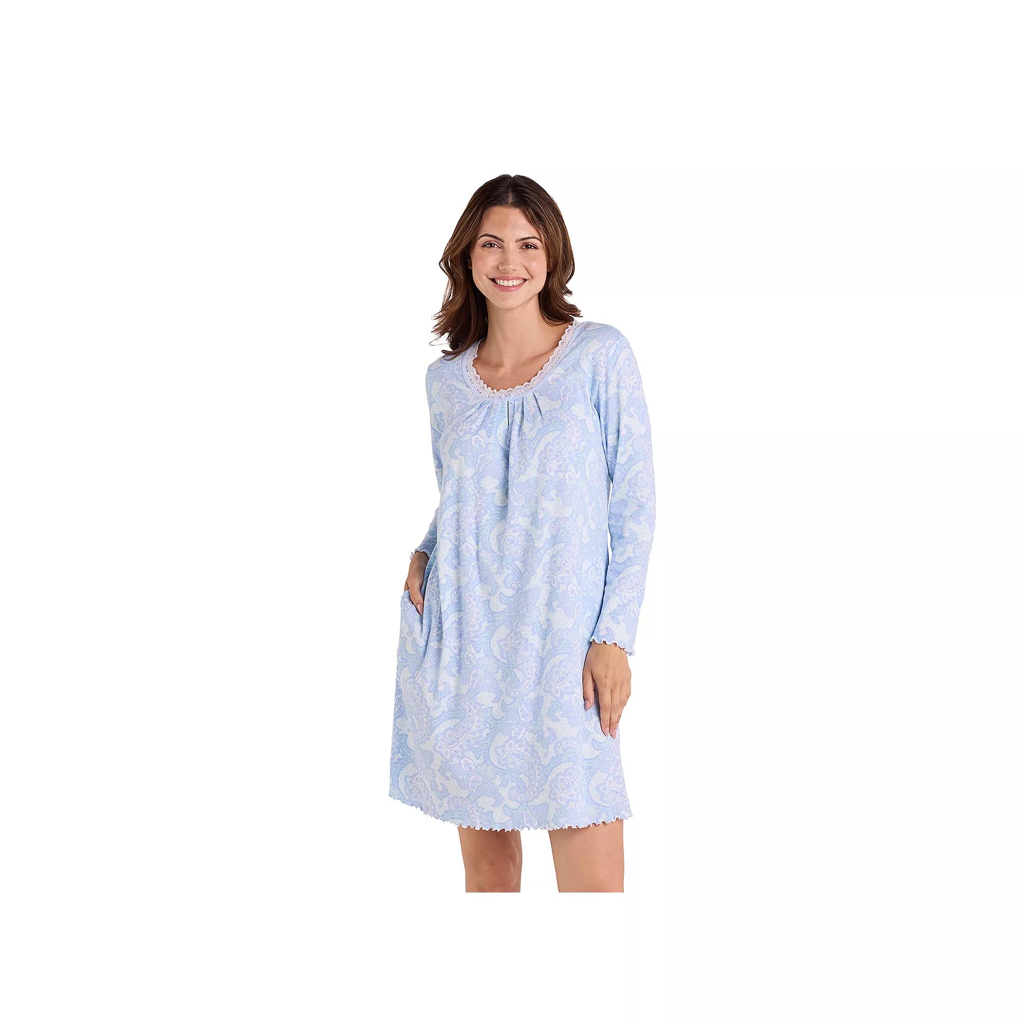 Women's Miss Elaine Essentials Cottonessa Short Gown, Size: XL, Blue Paisley Product Image