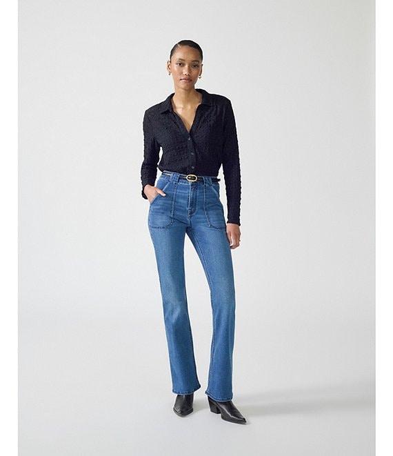 Sanctuary Pucker Up Dreamgirl Lace Point Collar Neck Long Sleeve Button Front Top Product Image