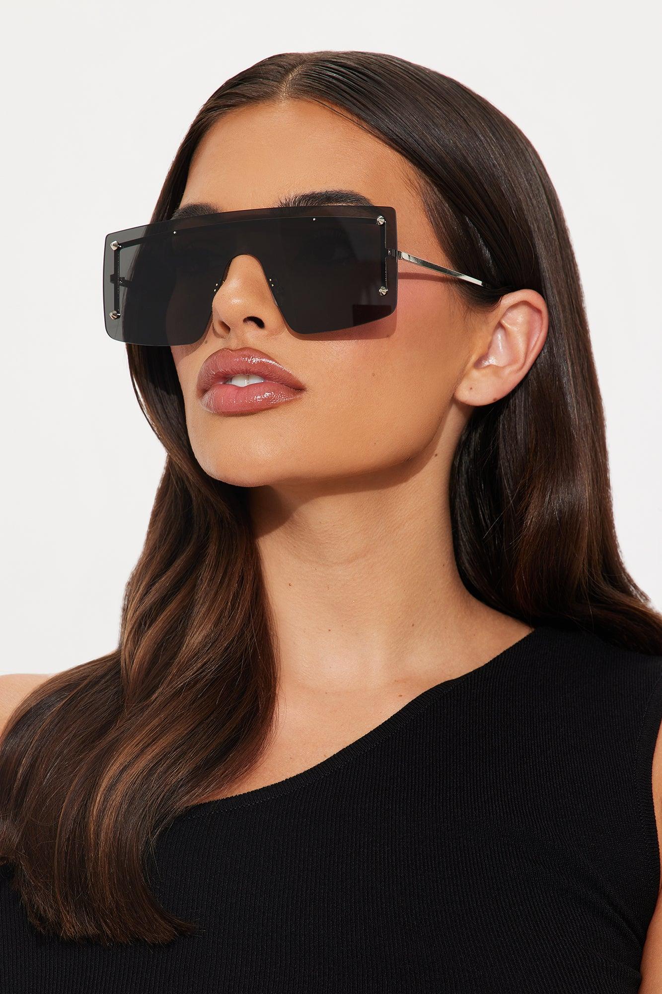 Amore Rimless Shield Sunglasses - Black Female Product Image