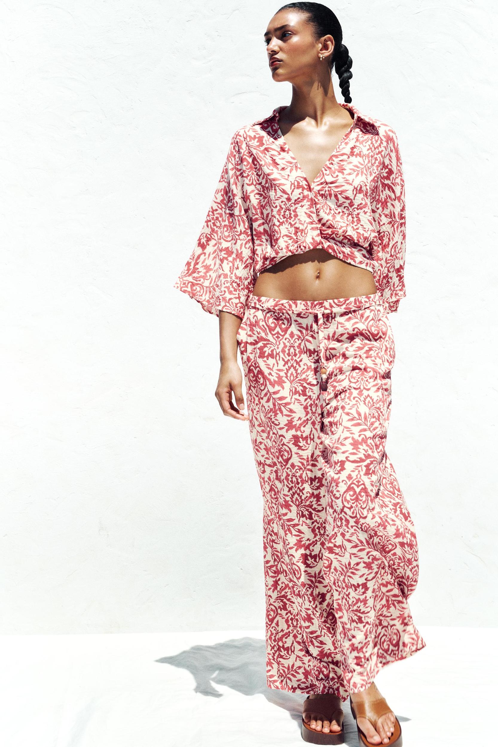 PRINTED RUSTIC WIDE-LEG PANTS Product Image