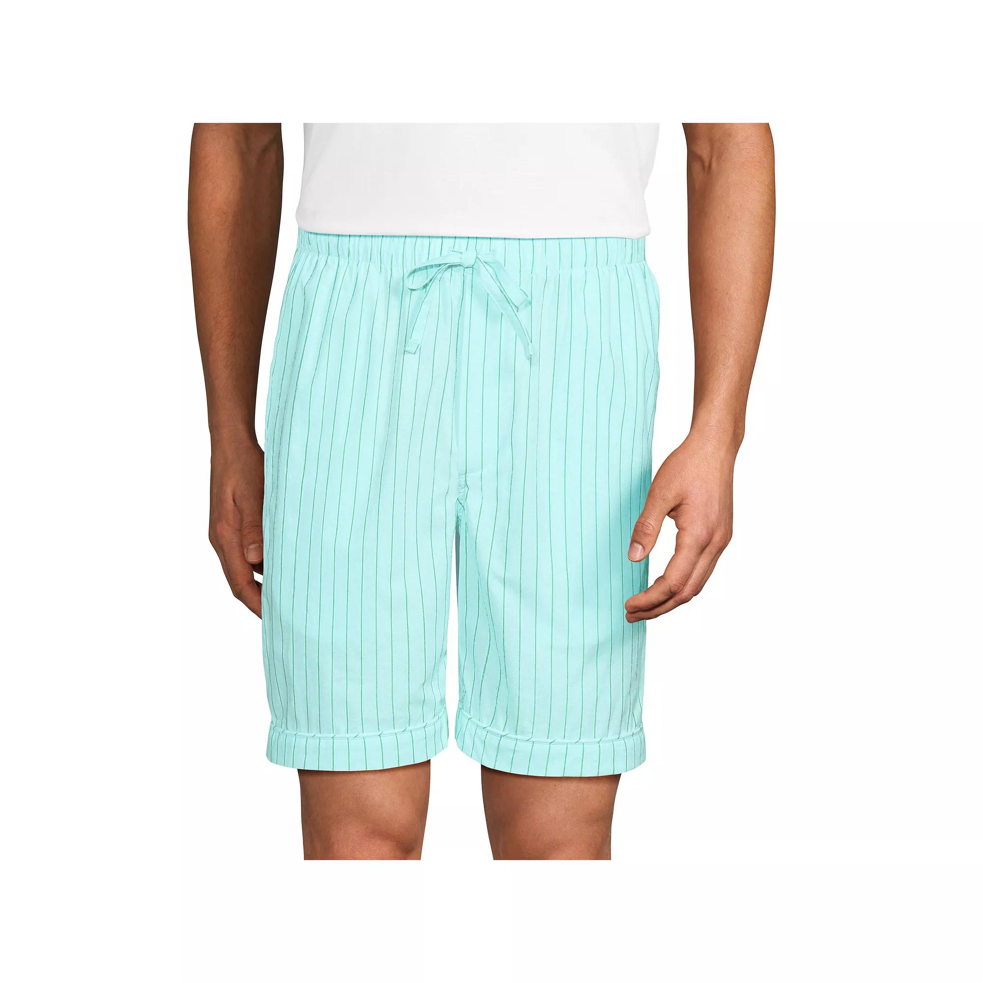 Men's Lands' End Essential 8-inch Pajama Shorts, Size: Large, Grey Blue Stripe Product Image