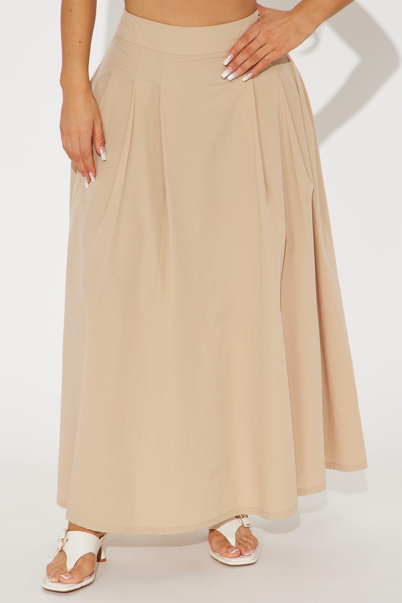 Alayah Pleated Maxi Skirt - Khaki Product Image