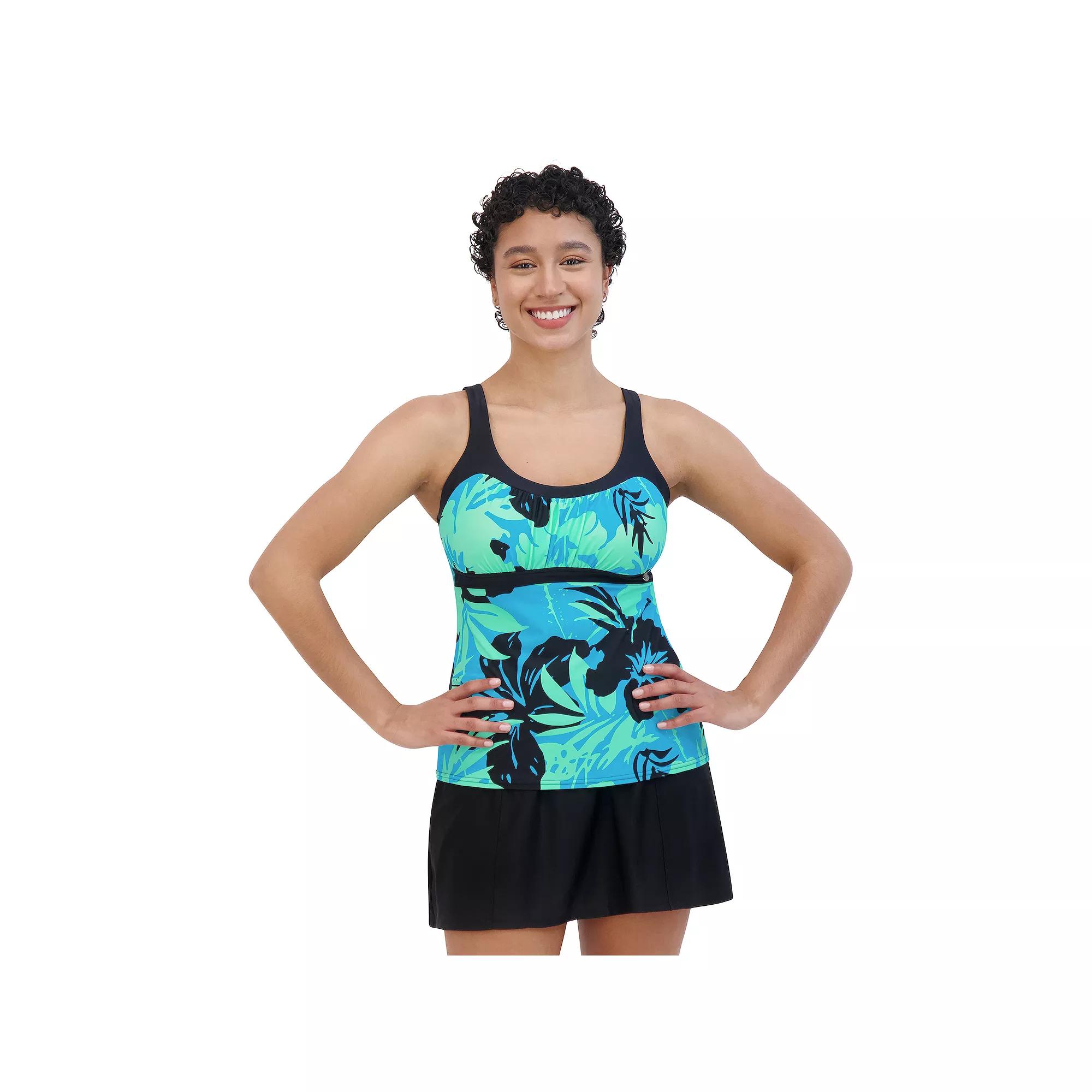 Women's ZeroXposur UPF 30+ Hopscotch Peasant Tankini, Size: Large, Blue Product Image