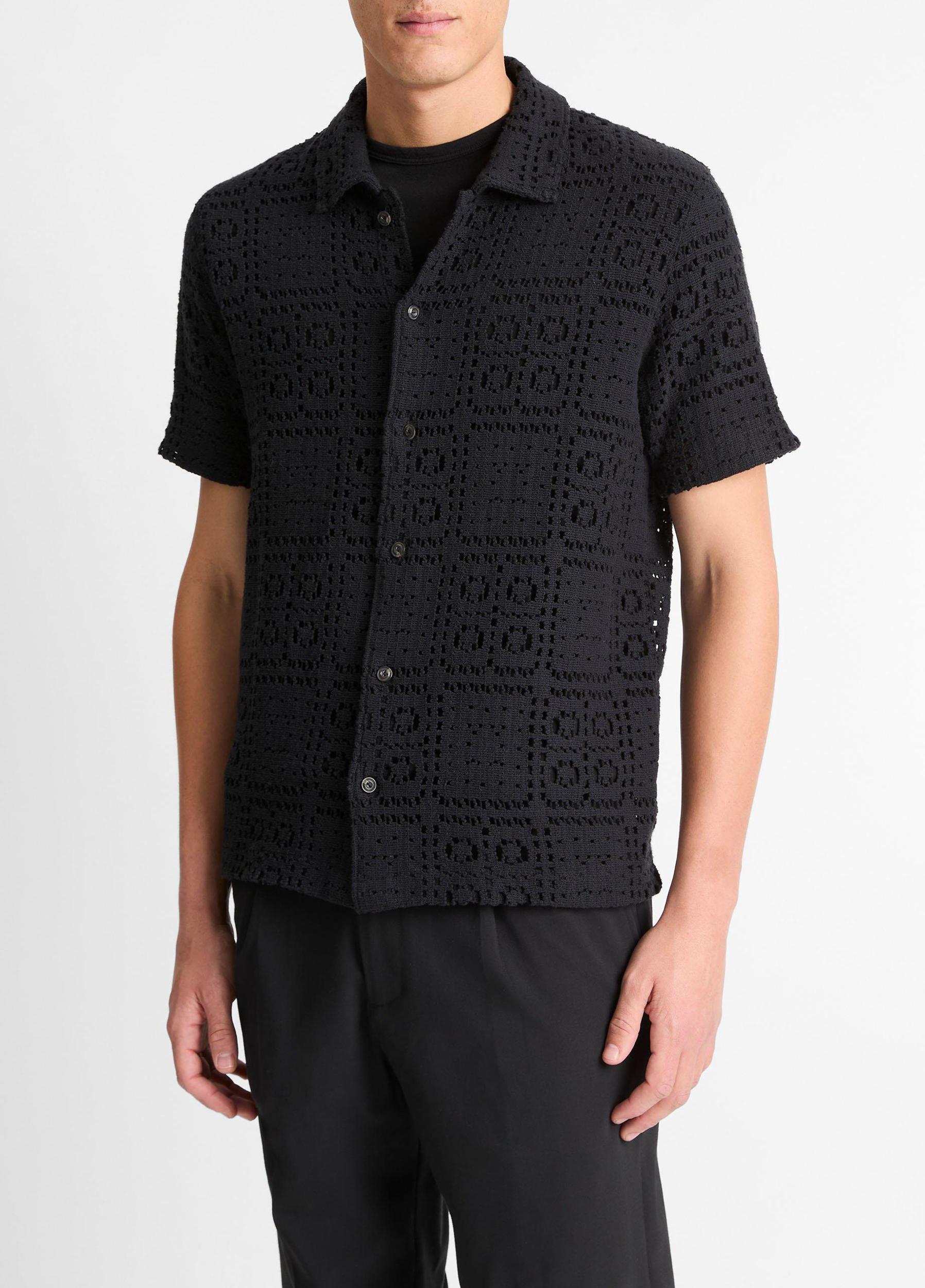 Crochet Italian Cotton-Blend Button-Front Shirt Product Image