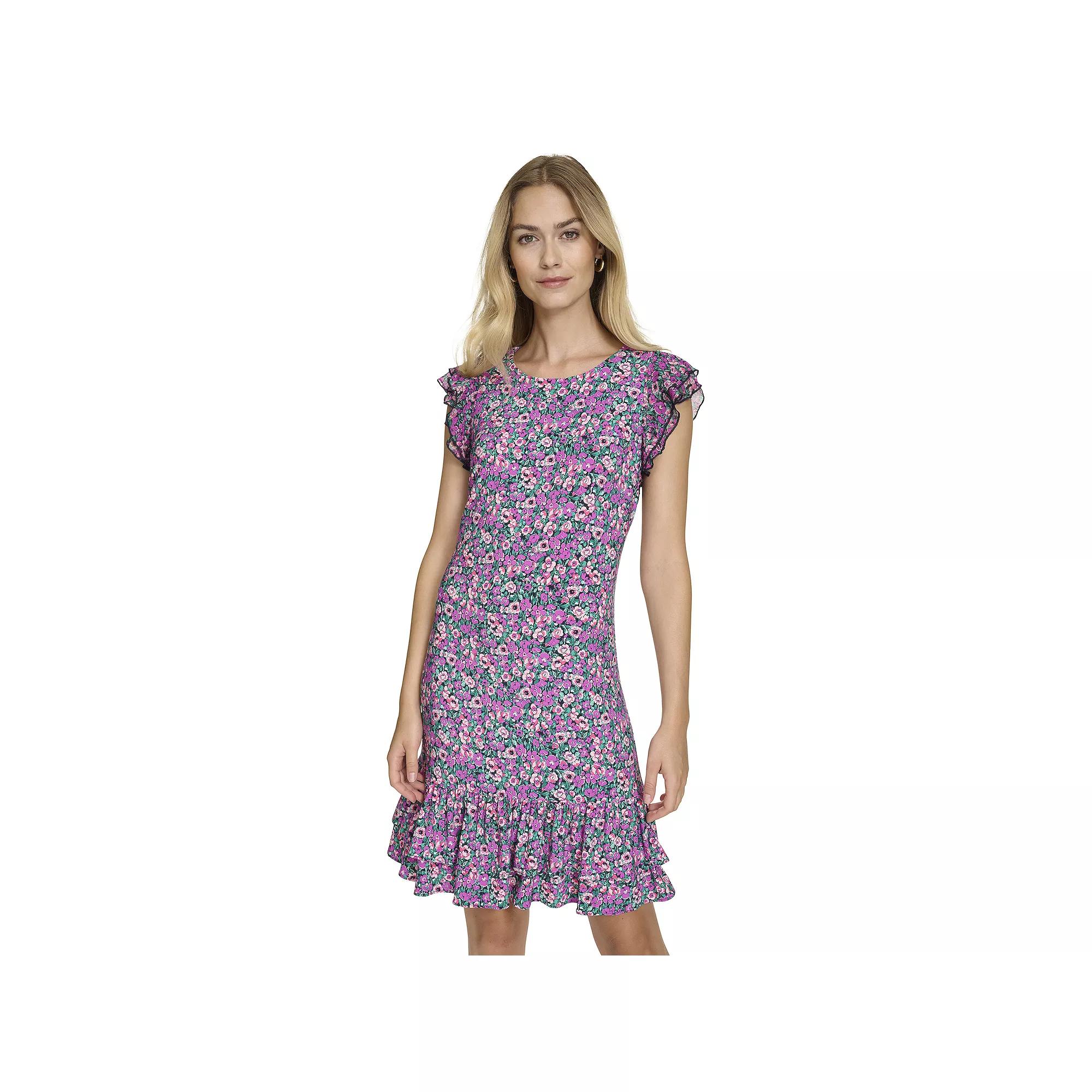 Women's Harper Rose Ruffle Sleeve & Skirt Printed Mini Dress, Size: 2, Ditsy Floral Product Image