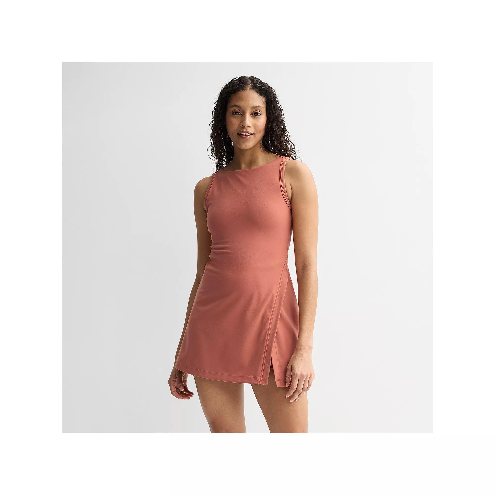 Women's FLX Open Back Tennis Wrap Dress, Size: XXL, Dried Pink Product Image