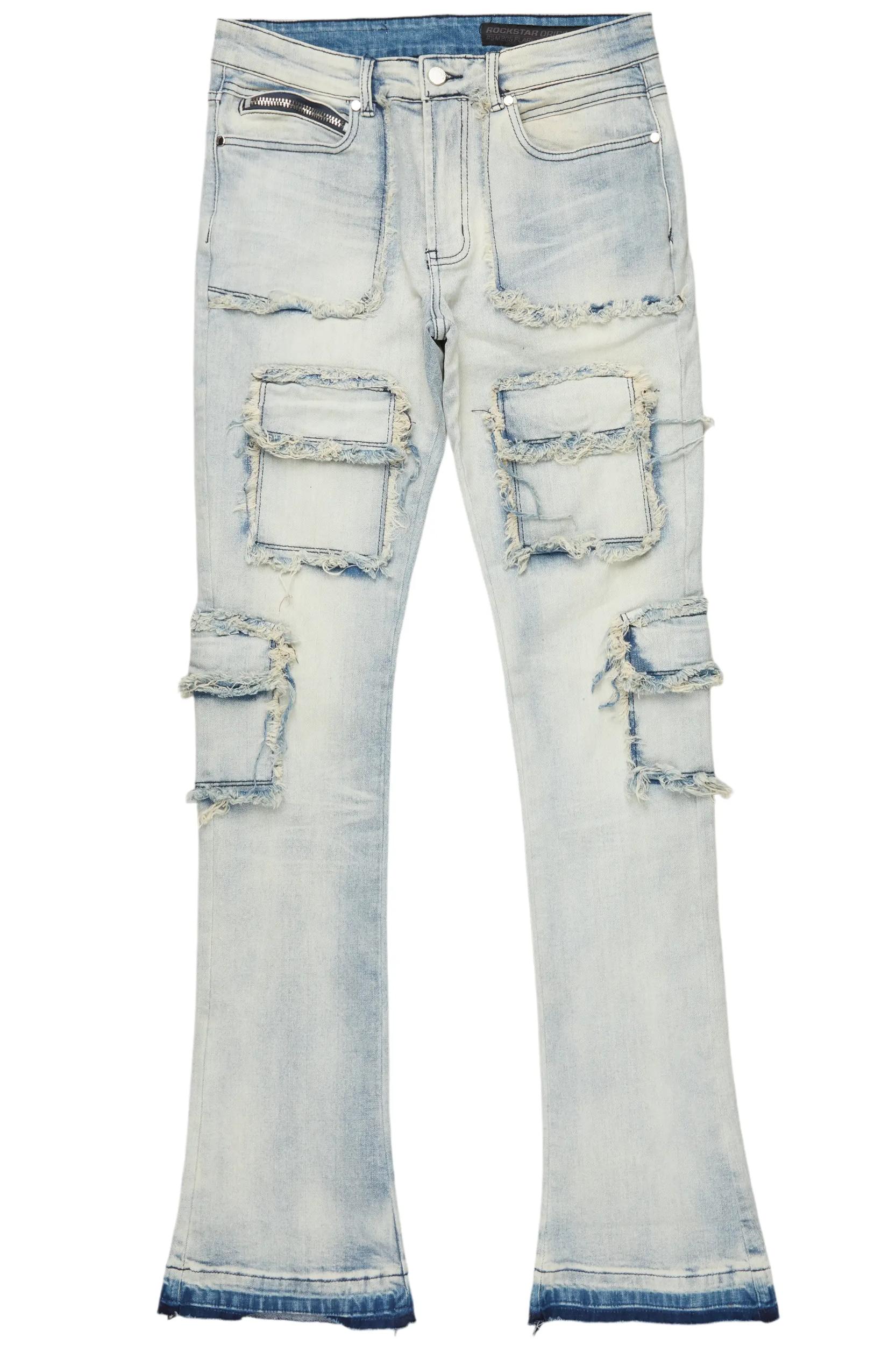 Tyrell Blue Stacked Flare Cargo Jean Male Product Image