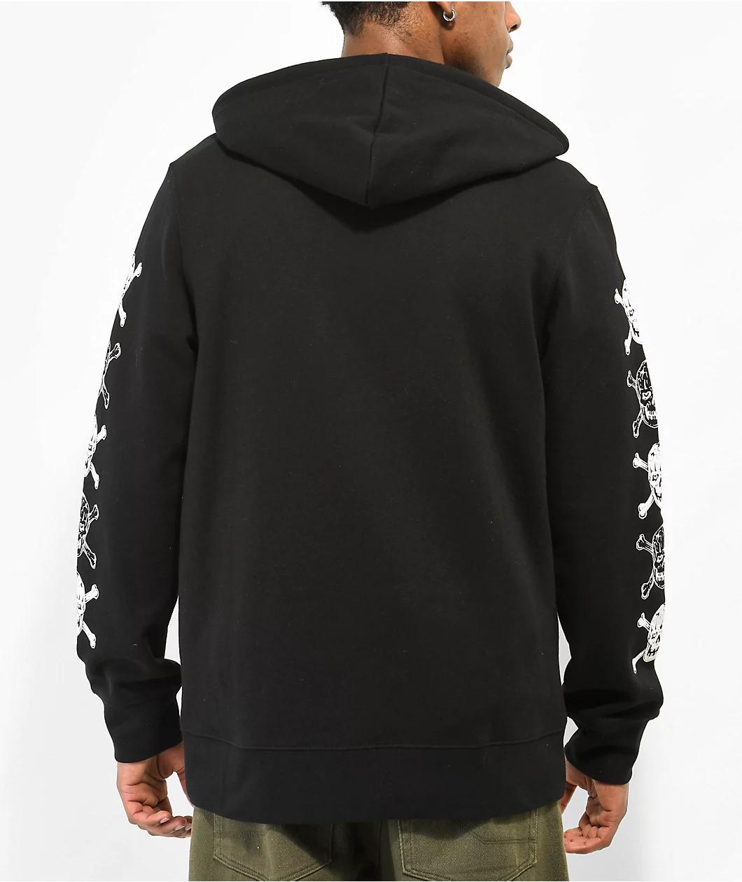 Lurking Class by Sketchy Tank Bones Black Zip Hoodie Product Image