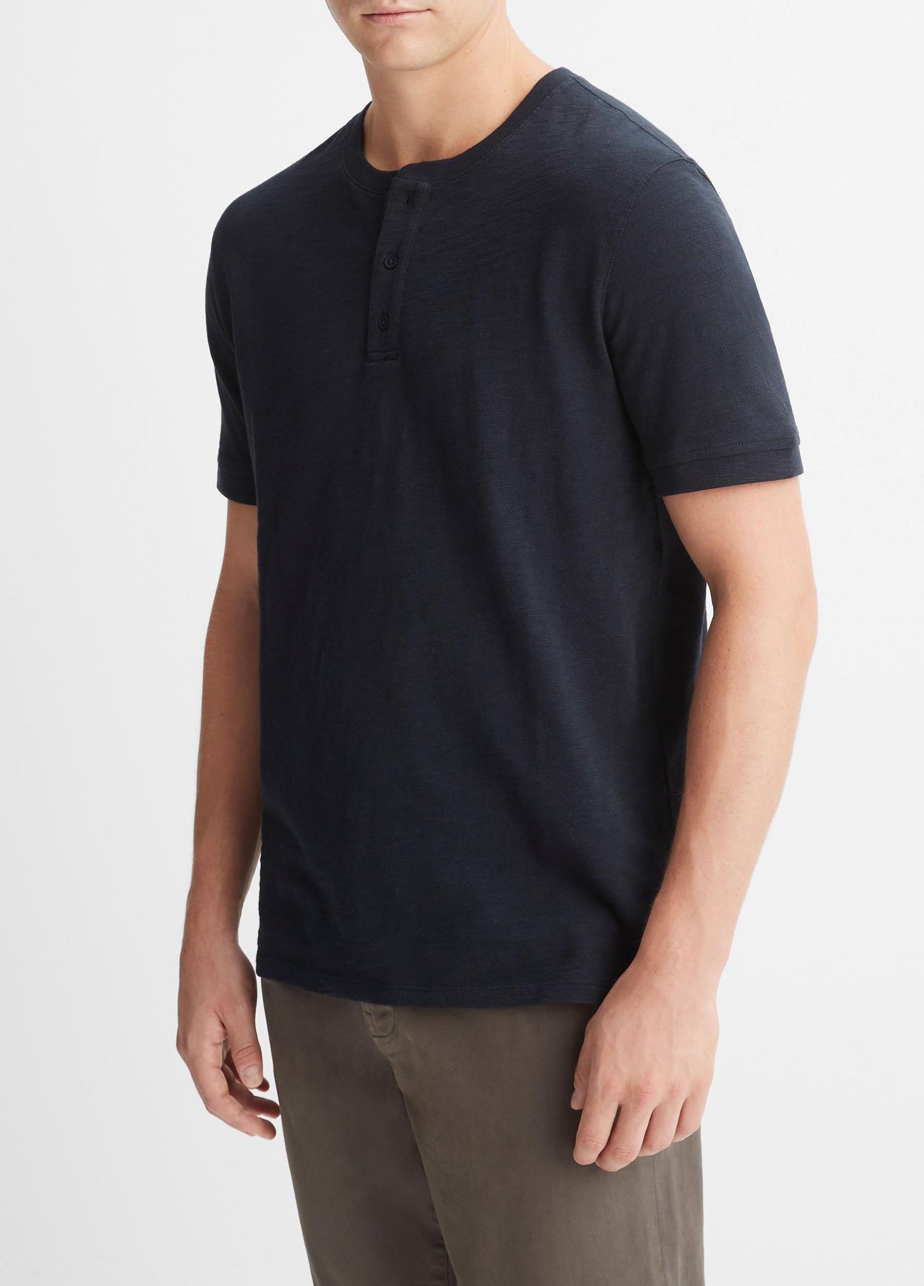 Slub Cotton Short Sleeve Henley Product Image