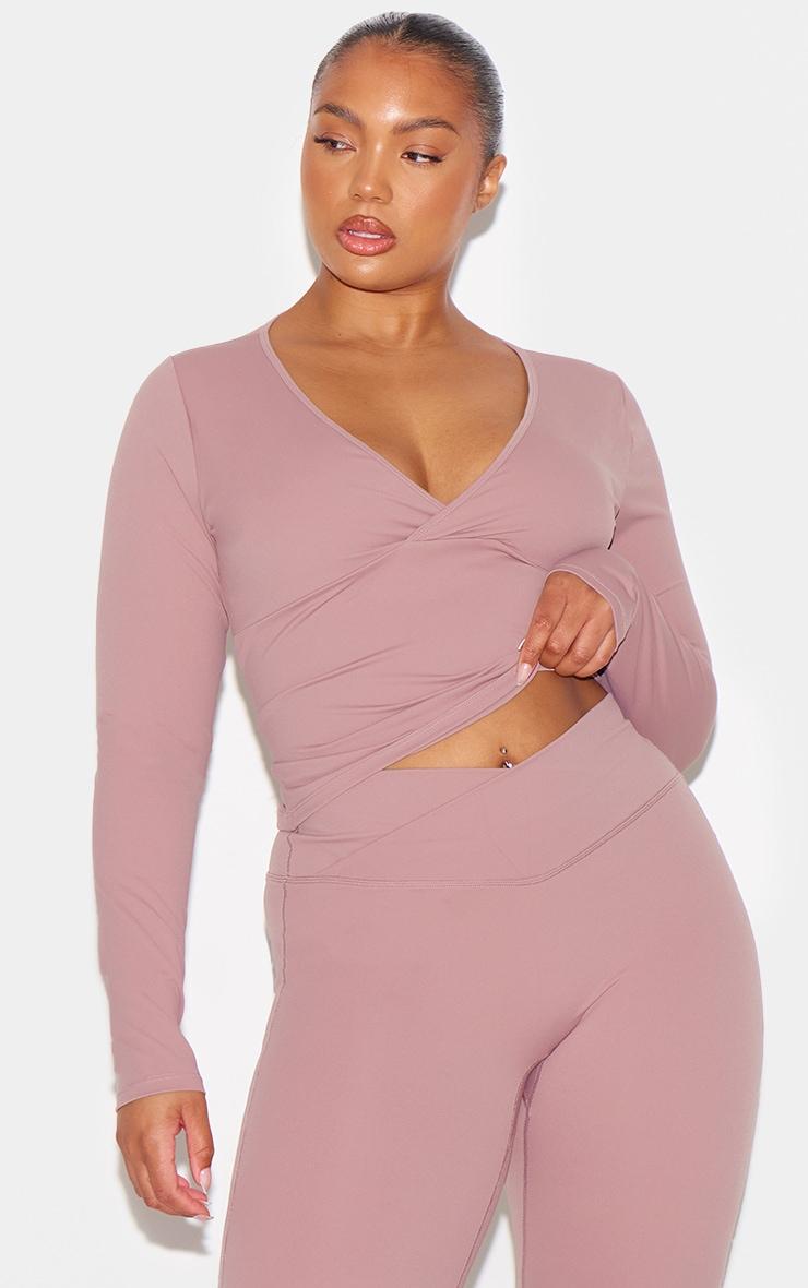 Mauve Sculpt Crossover Long Sleeve Top Product Image