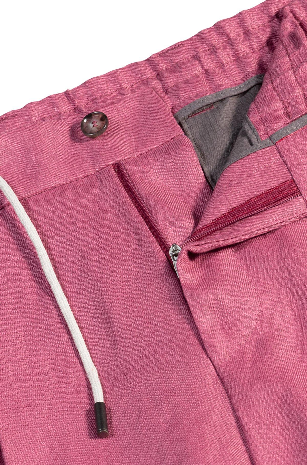 BOSS - Tapered-fit shorts in wrinkle-resistant linen - Pink Product Image