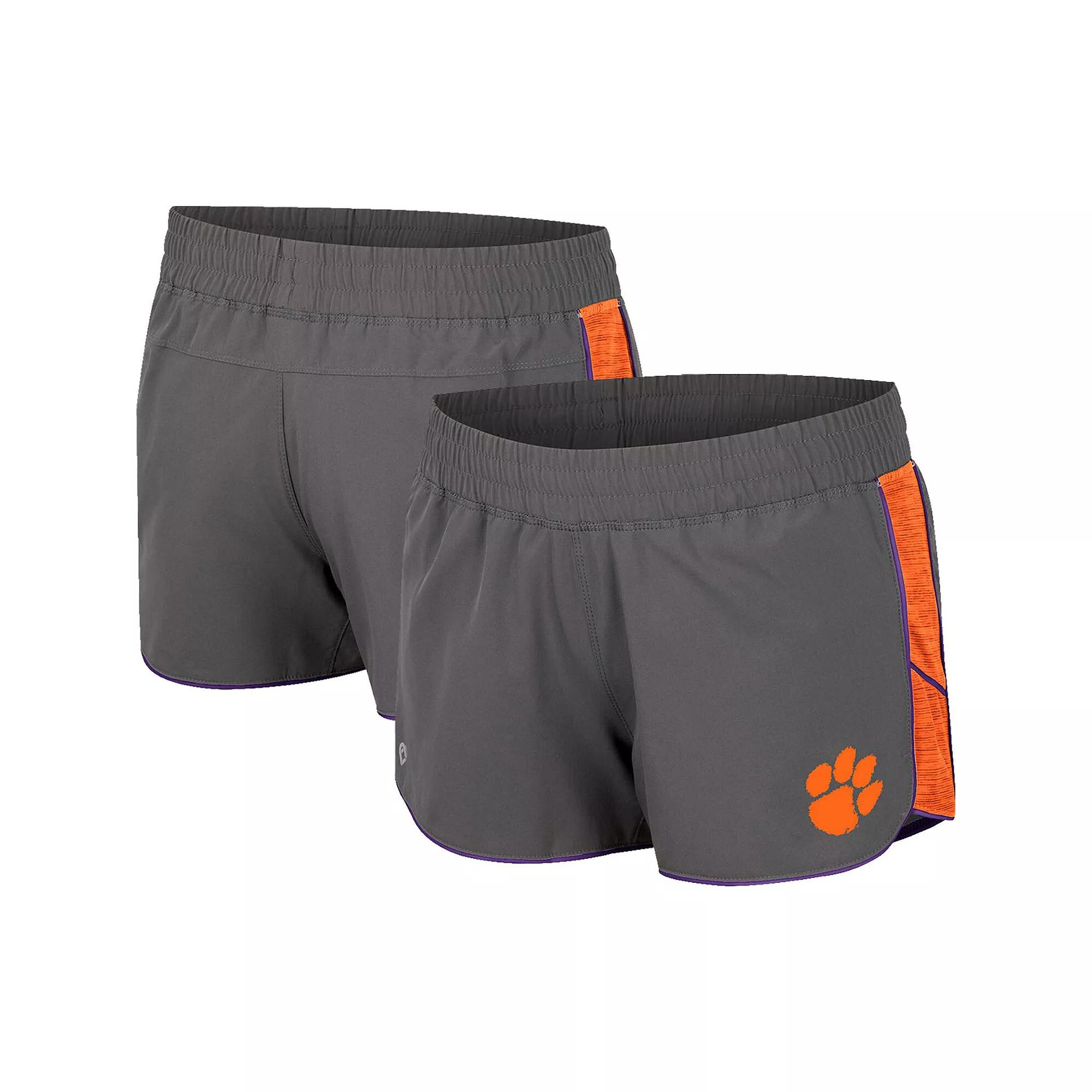 Women's Colosseum Gray Clemson Tigers Pull The Switch Running Shorts,  Product Image