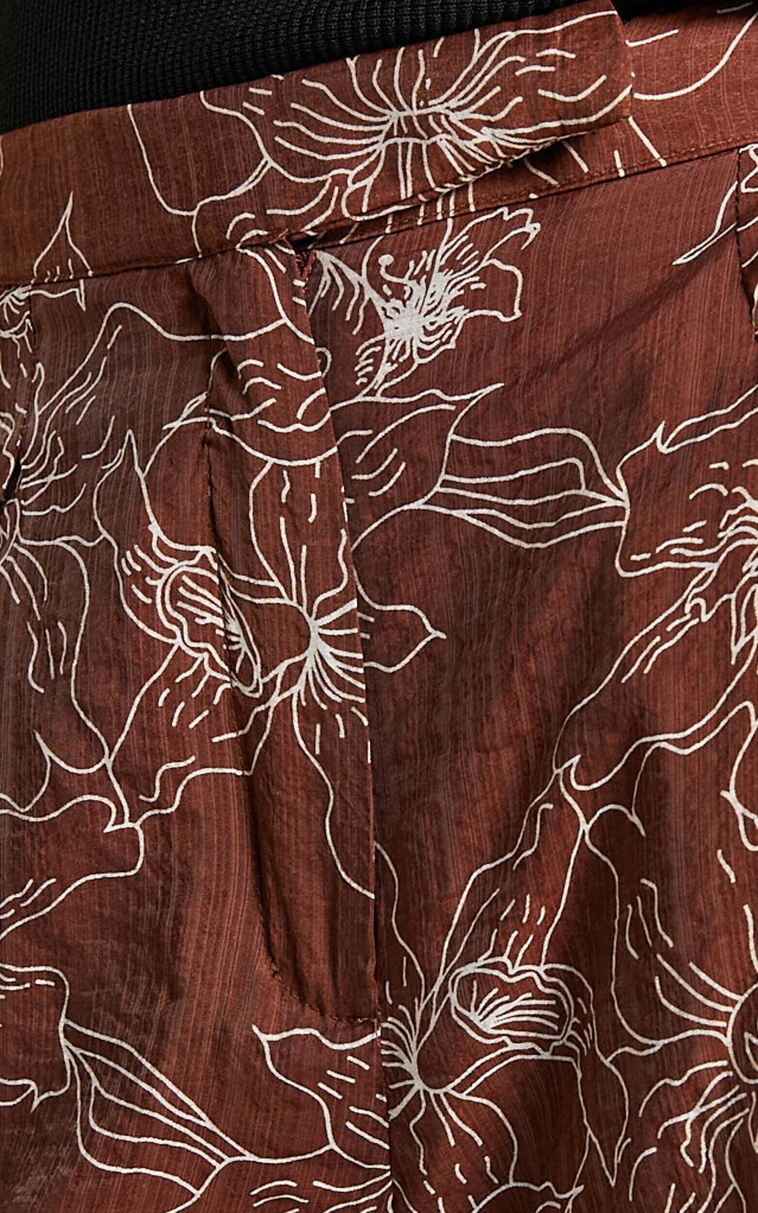 Alofi Top - Collared Button Through Short Sleeve Blouse in Brown Floral Product Image