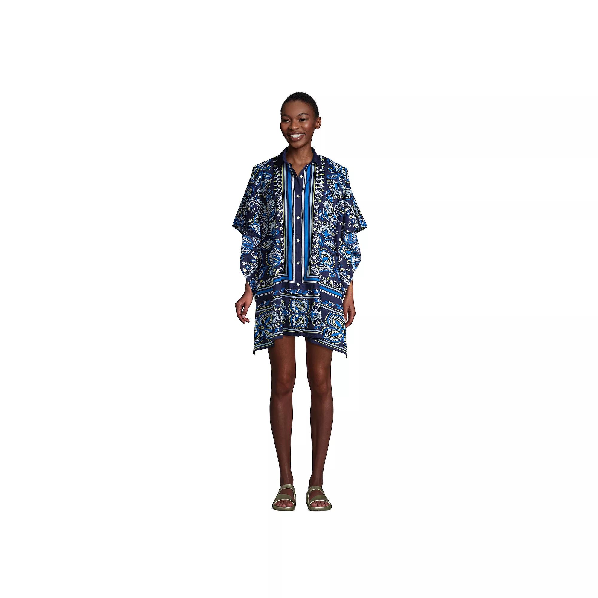 Petite Lands' End Poplin Swim Cover-Up Shirtdress, Women's,  Product Image