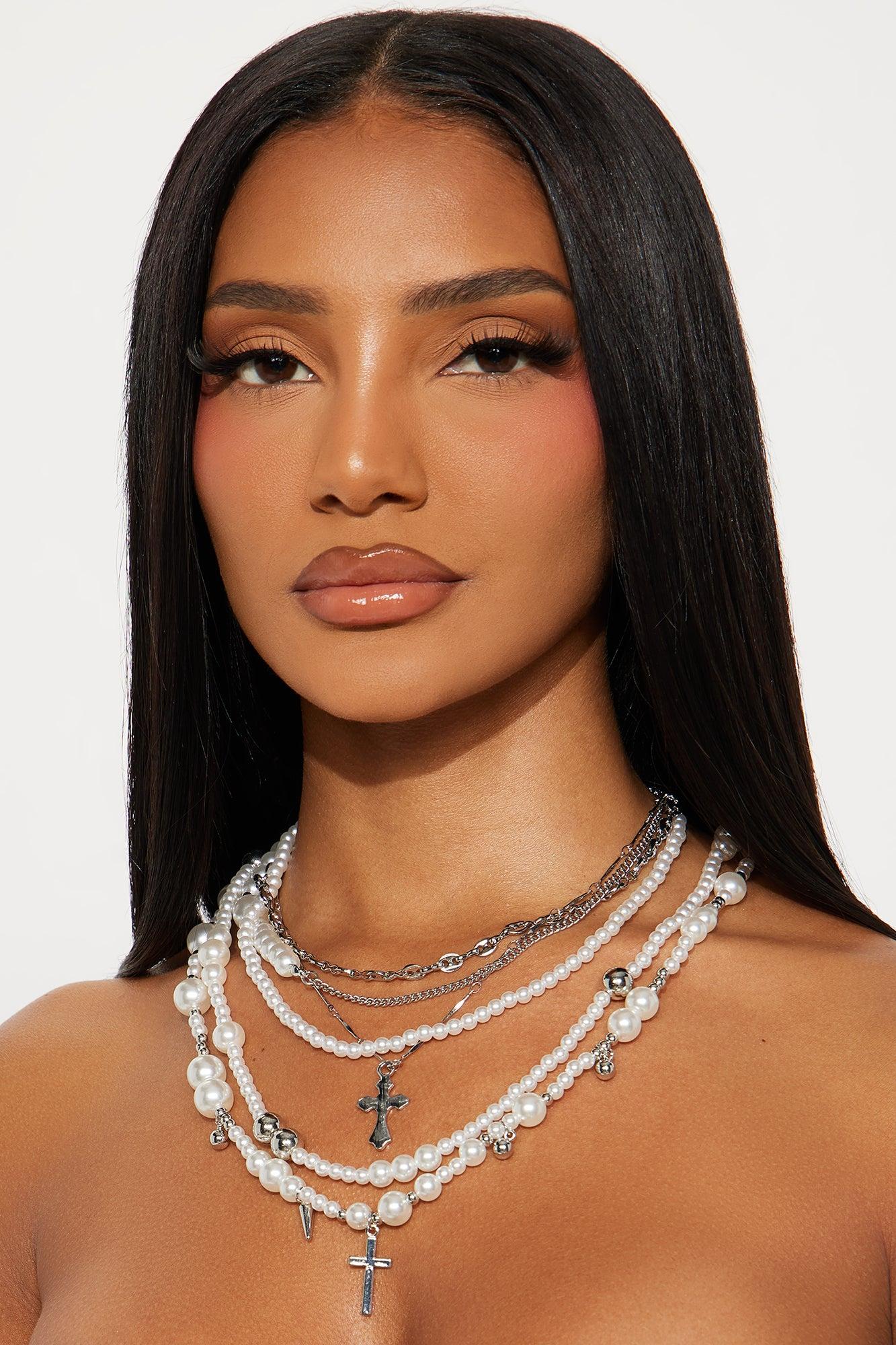 Jude Layered Pearls 2 Piece Necklace Set - Silver Female Product Image
