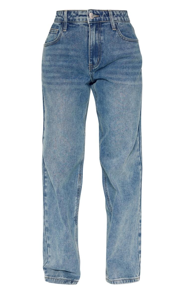 Petite Vintage Wash Rigid Low Rise Wide Leg Jeans Product Image