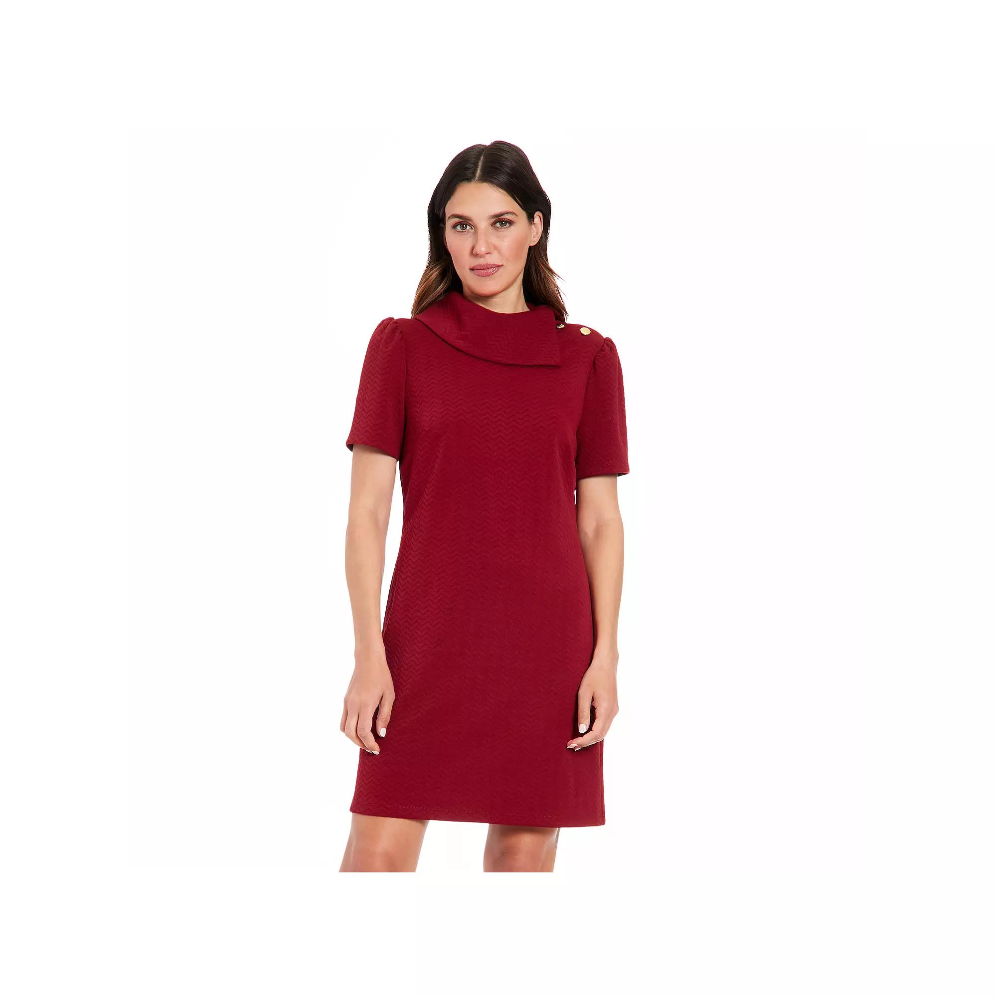 Womens London Times Envelope Neck Shoulder Button Detail Shift Dress Product Image