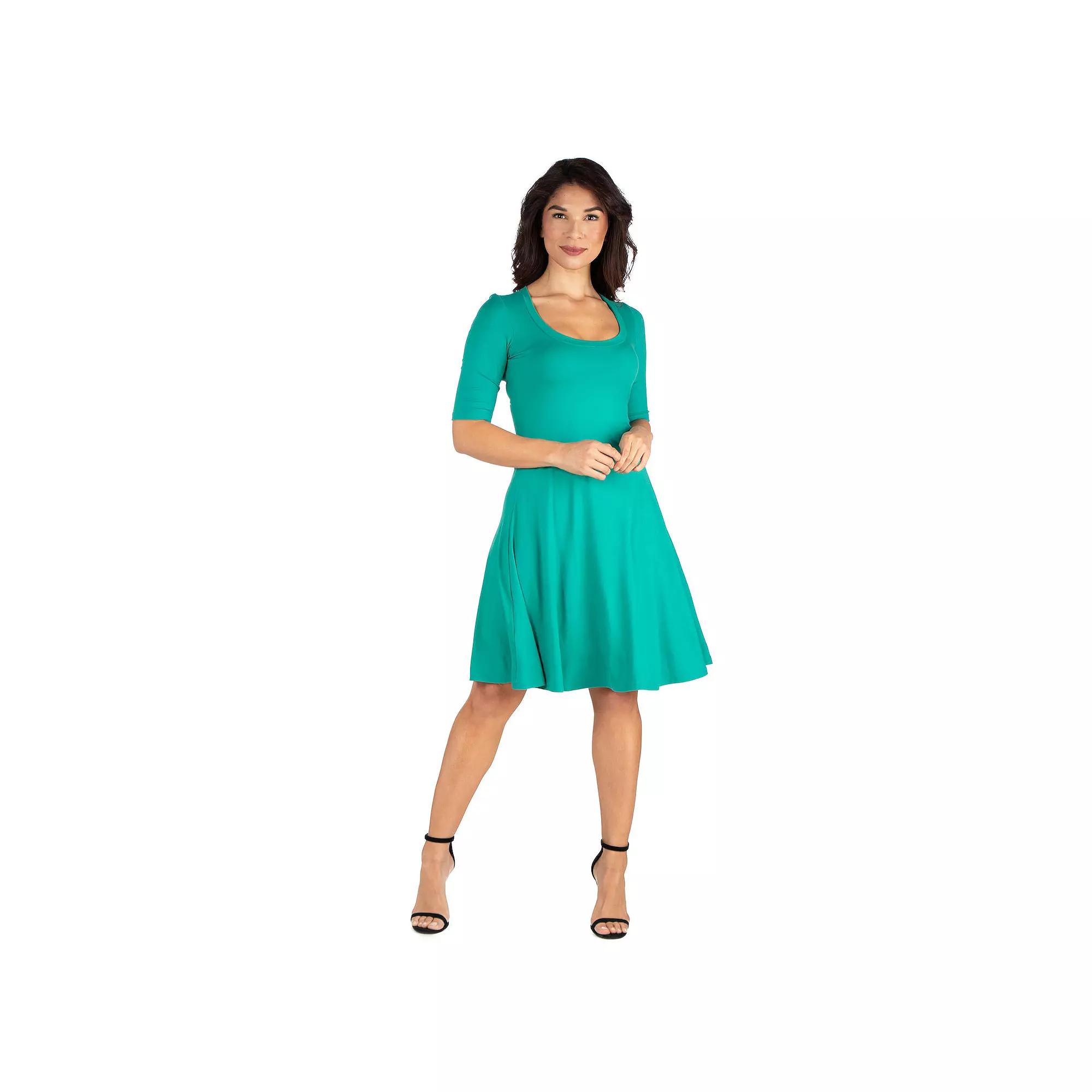 Women's 24seven Comfort Apparel Knee Length A-Line Dress,  Product Image