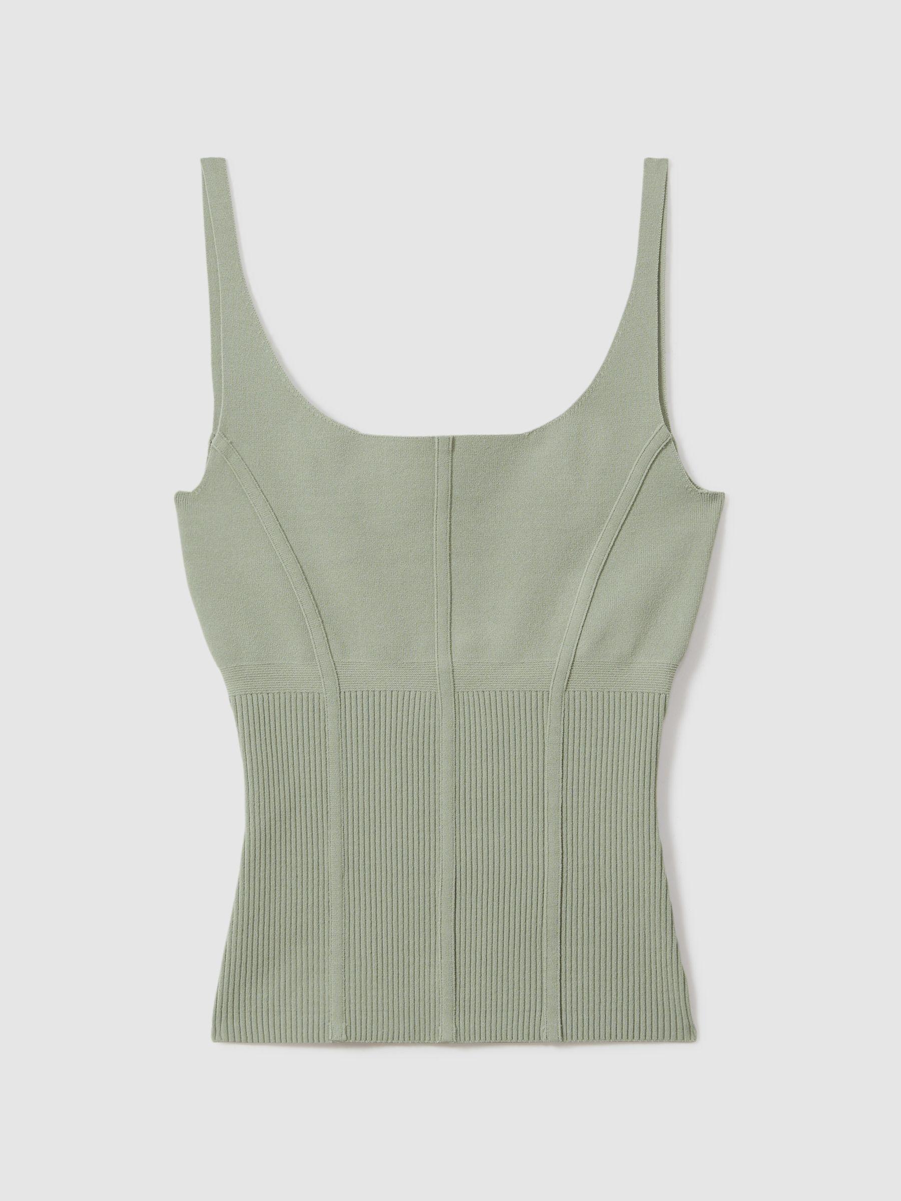 Ribbed Seam Detail Vest in Sage Product Image