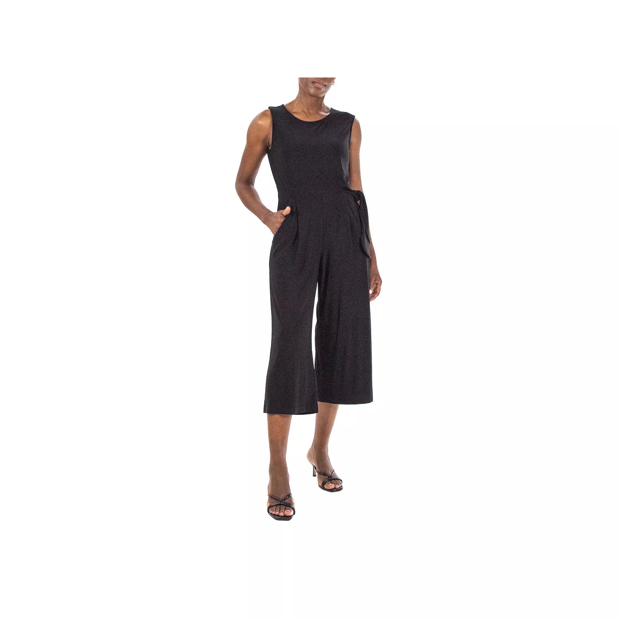 Women's Nina Leonard Sleeveless Culotte Jumpsuit, Size: Medium, Black Product Image
