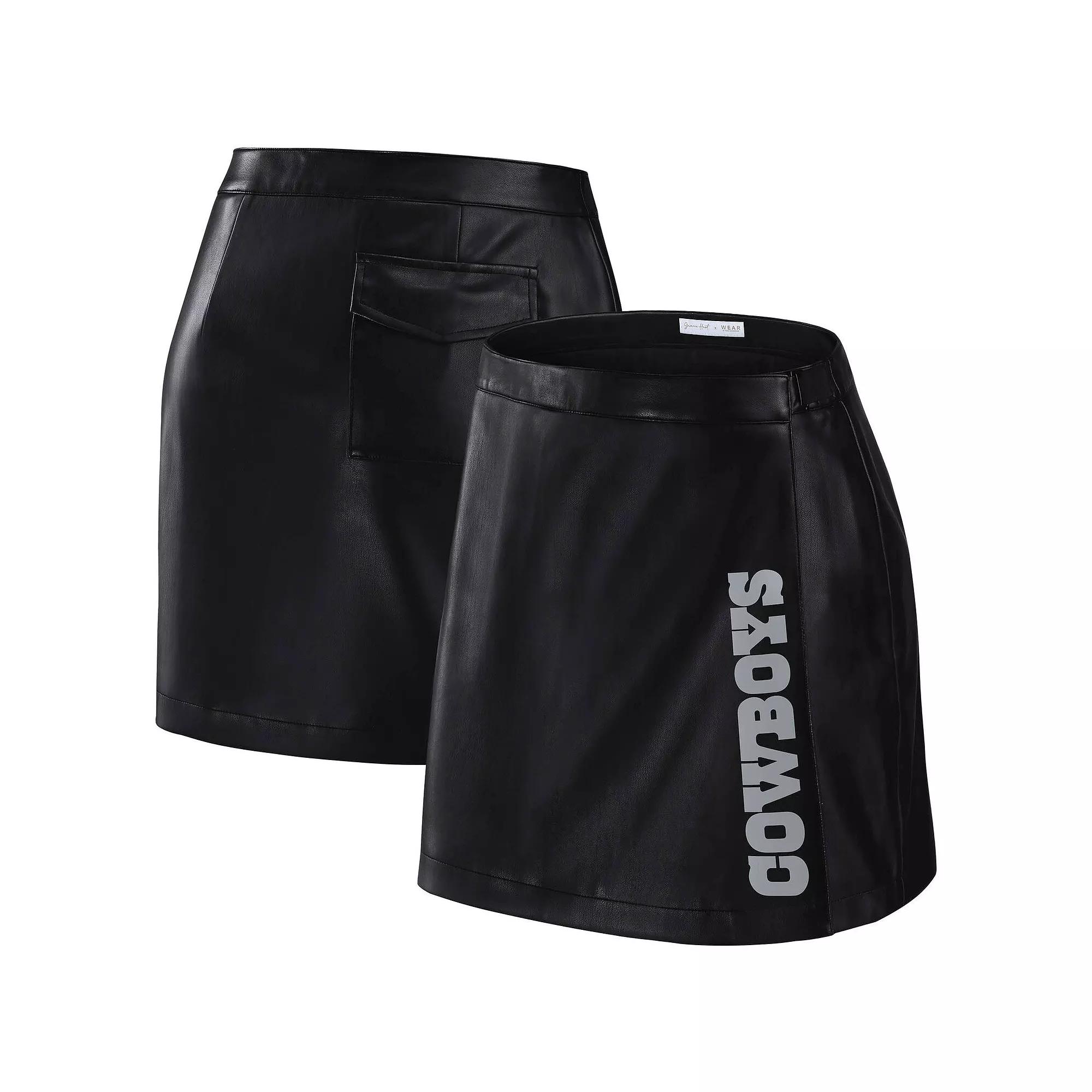 Women's WEAR by Erin Andrews x Gracie Hunt Black Dallas Cowboys Wrap Skirt,  Product Image