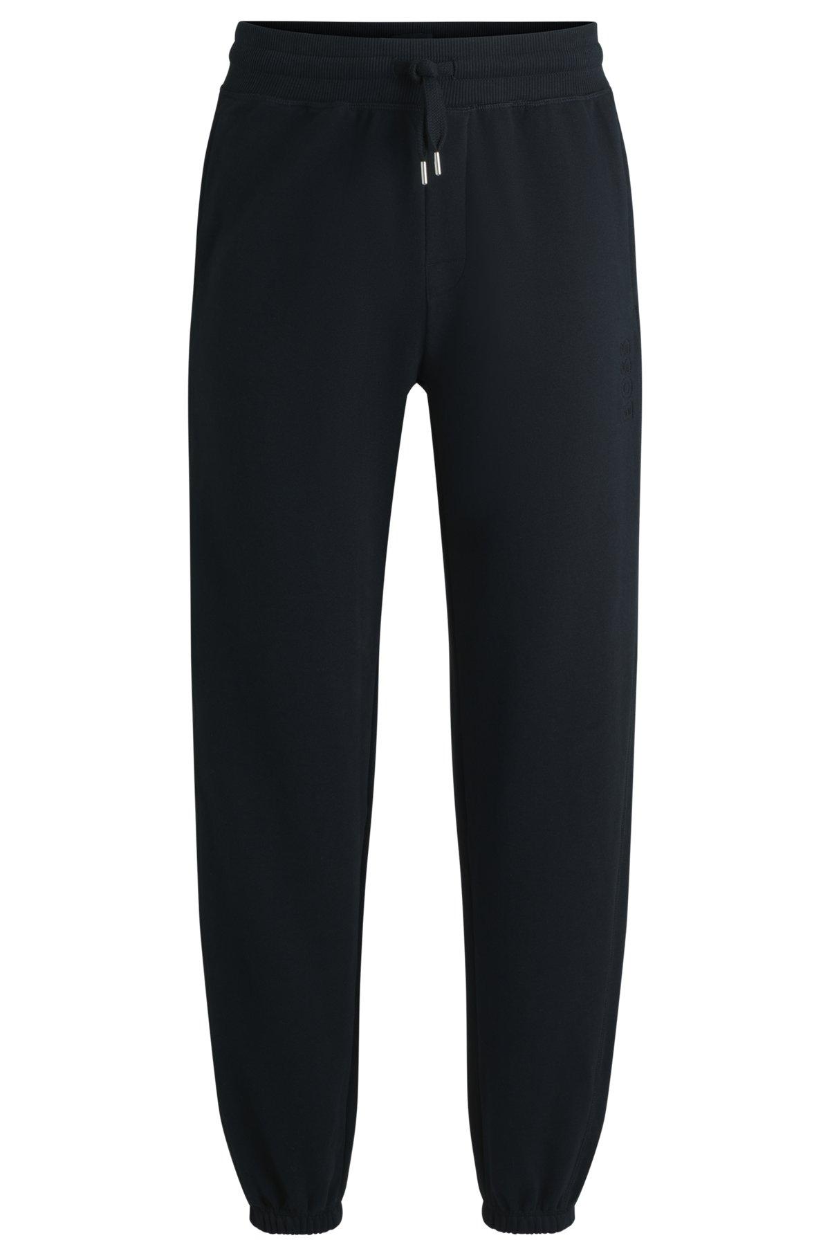 Cotton-terry tracksuit bottoms with embroidered logo Product Image