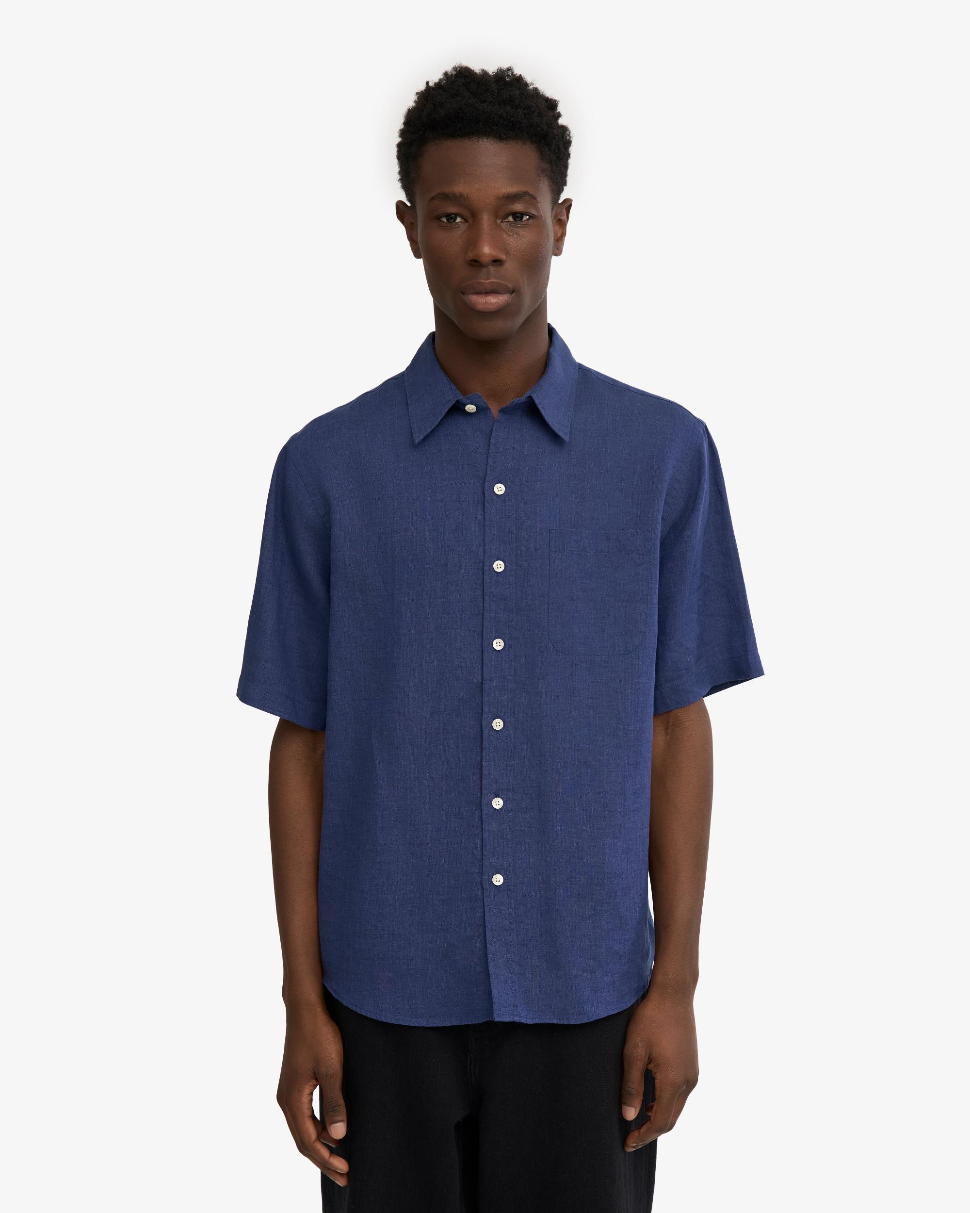 Linen SS Shirt - Marine Blue Product Image