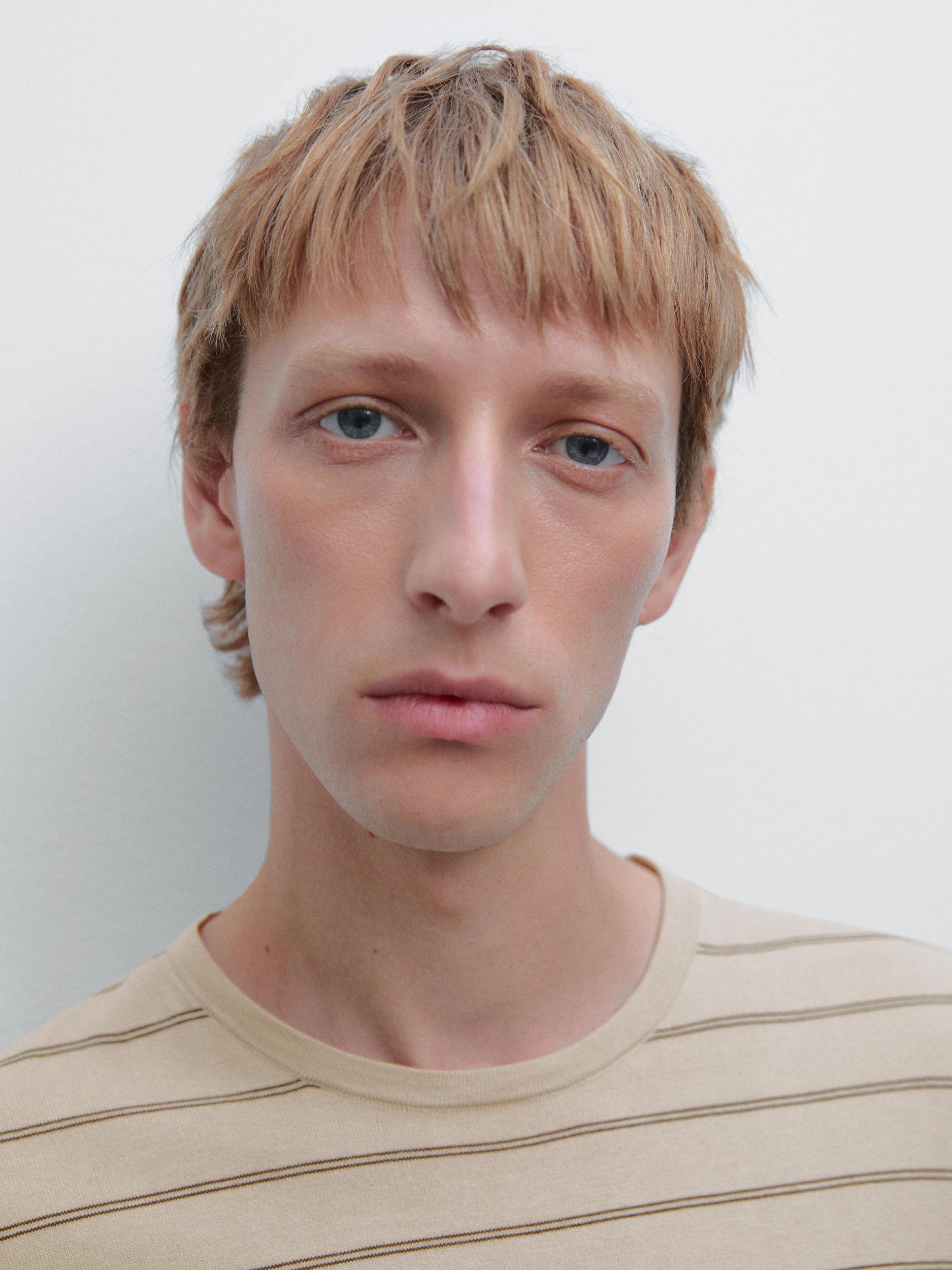 Striped lightweight knit T-shirt Product Image