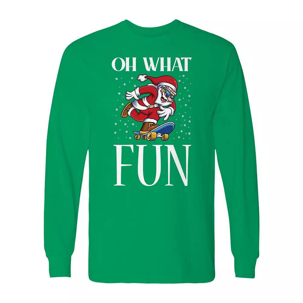 Men's Christmas Santa Oh What Fun Long Sleeve Graphic Tee, Adult Unisex,  Product Image