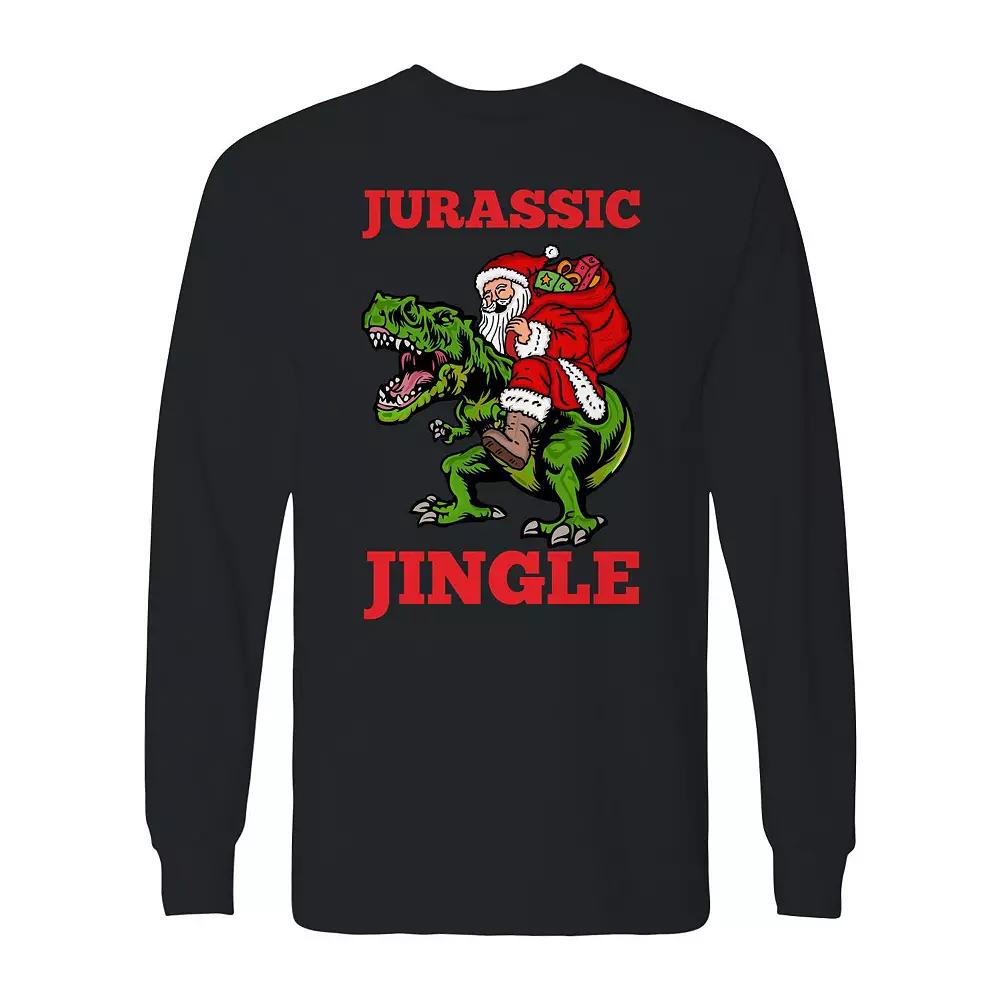Men's Christmas Jurassic Jingle Trex Long Sleeve Graphic Tee, Adult Unisex,  Product Image