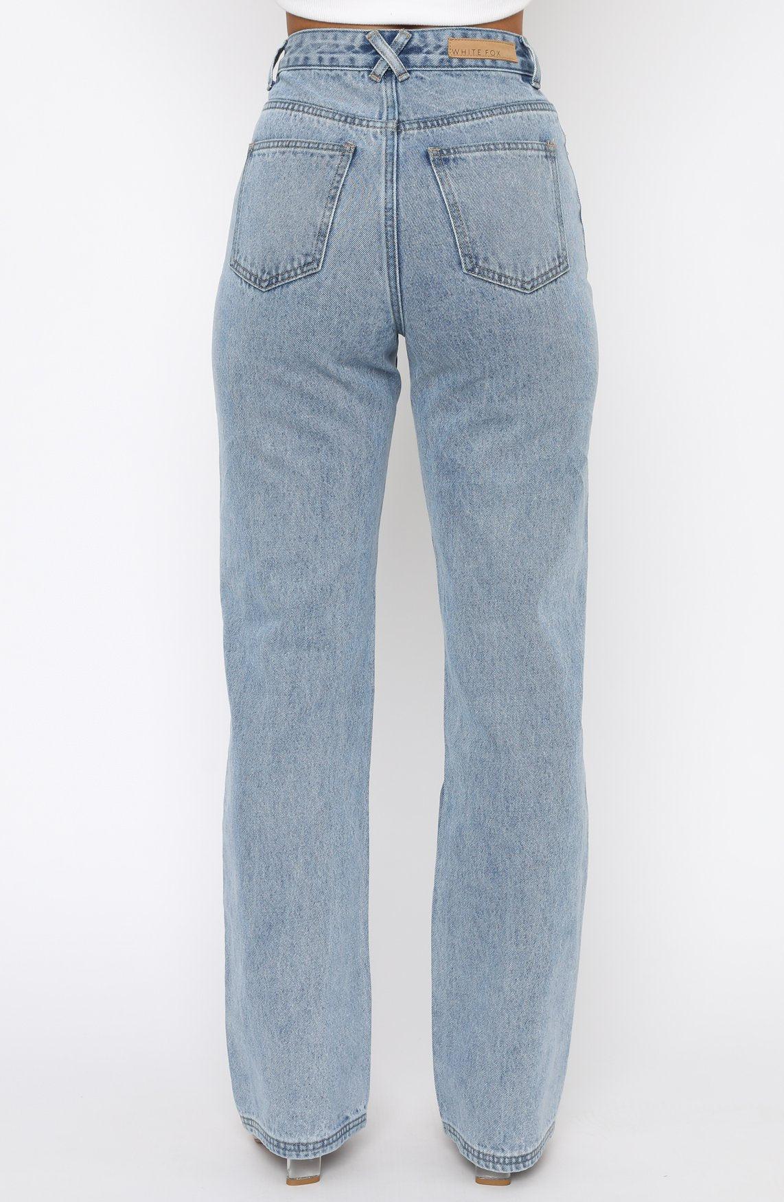 Long Way To Go High Rise Straight Leg Jeans Washed Blue Product Image