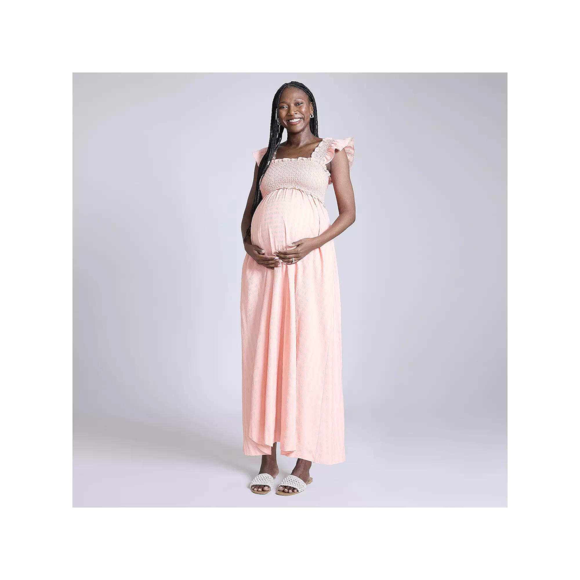 Maternity Motherhood® Sleeveless Ruffle Shoulder Smocked Dress, Women's,  Product Image