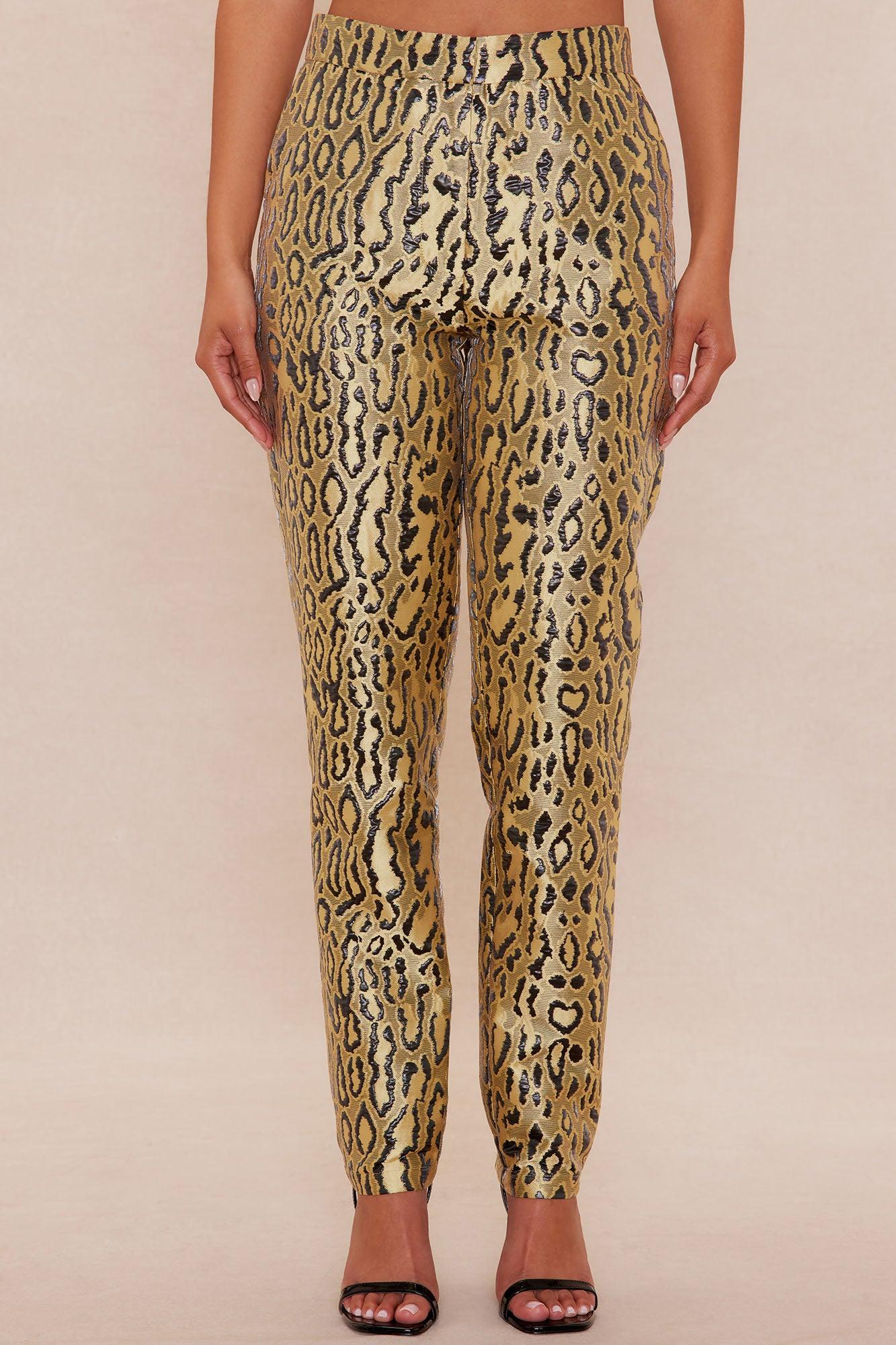 Lani Leopard Jacquard Skinny Pant - Yellow/combo Female Product Image