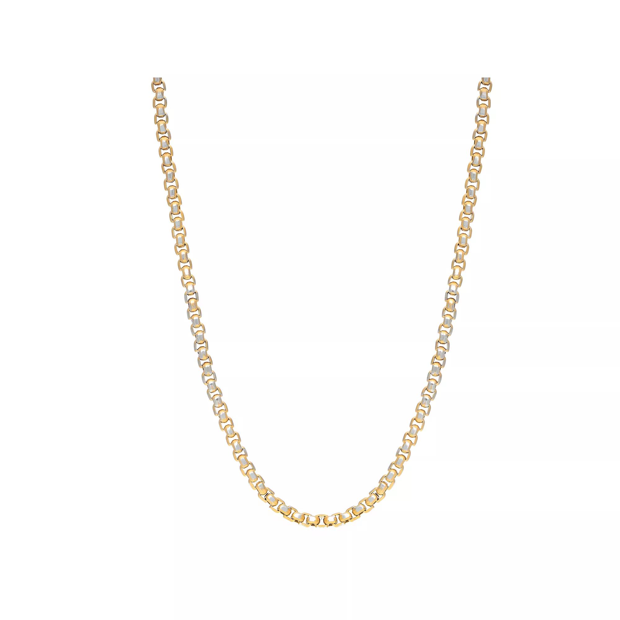 Men's LYNX Stainless Steel Box Chain Necklace, Size: 22", Gold Tone Product Image