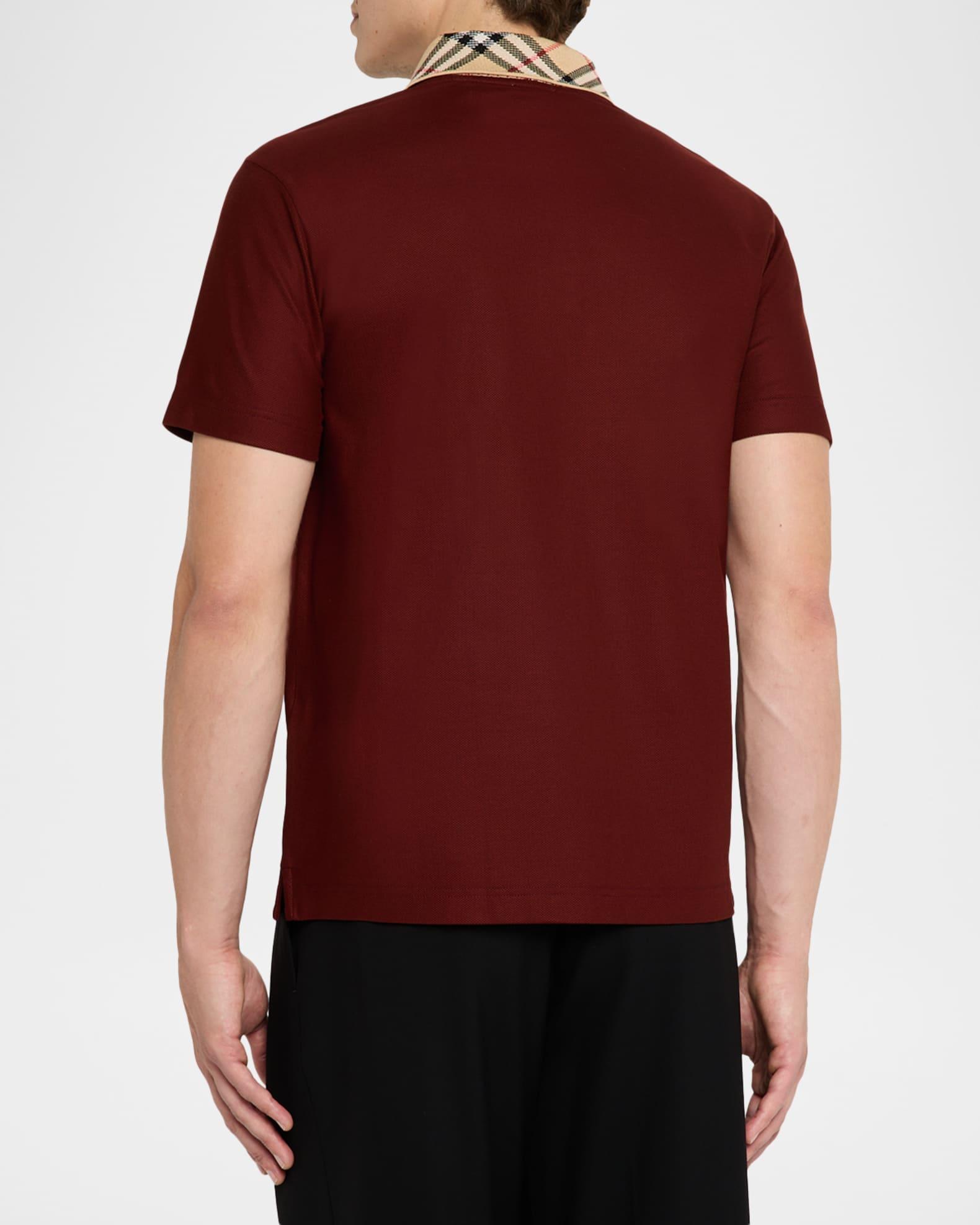 Men's Cotton Check-Collar Polo Shirt Product Image