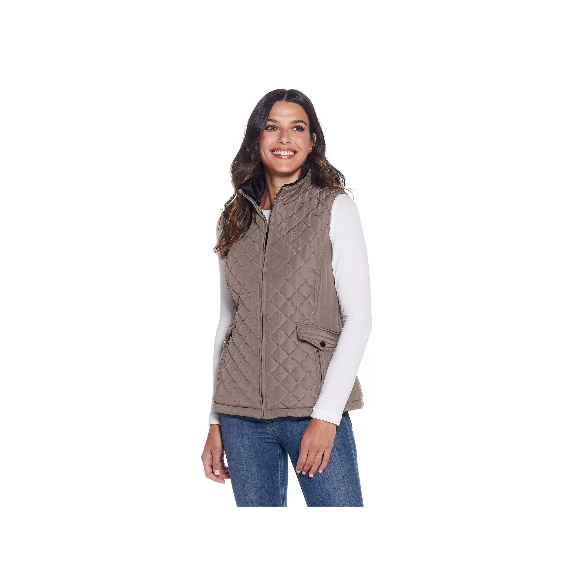 Women's Weathercast Plush Lined Quilted Vest, Size: Small, Black Product Image