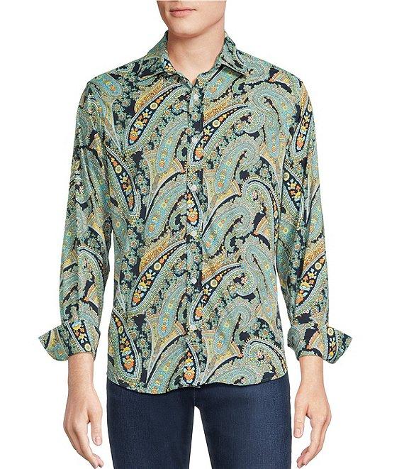 Cremieux Premium Denim Geometric Paisley Long Sleeve Woven Shirt Product Image