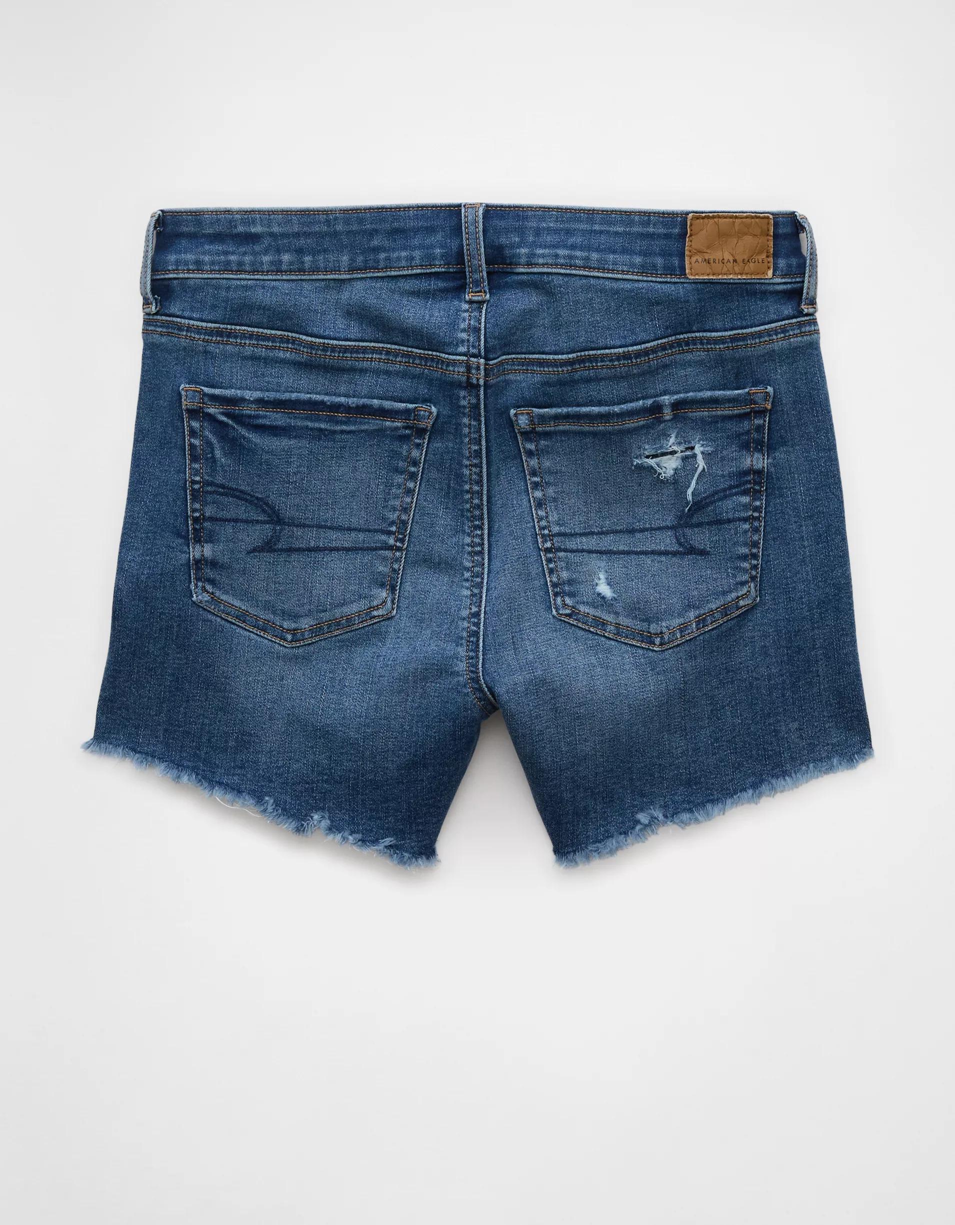 AE Next Level Ripped Low-Rise Denim Midi Short Product Image