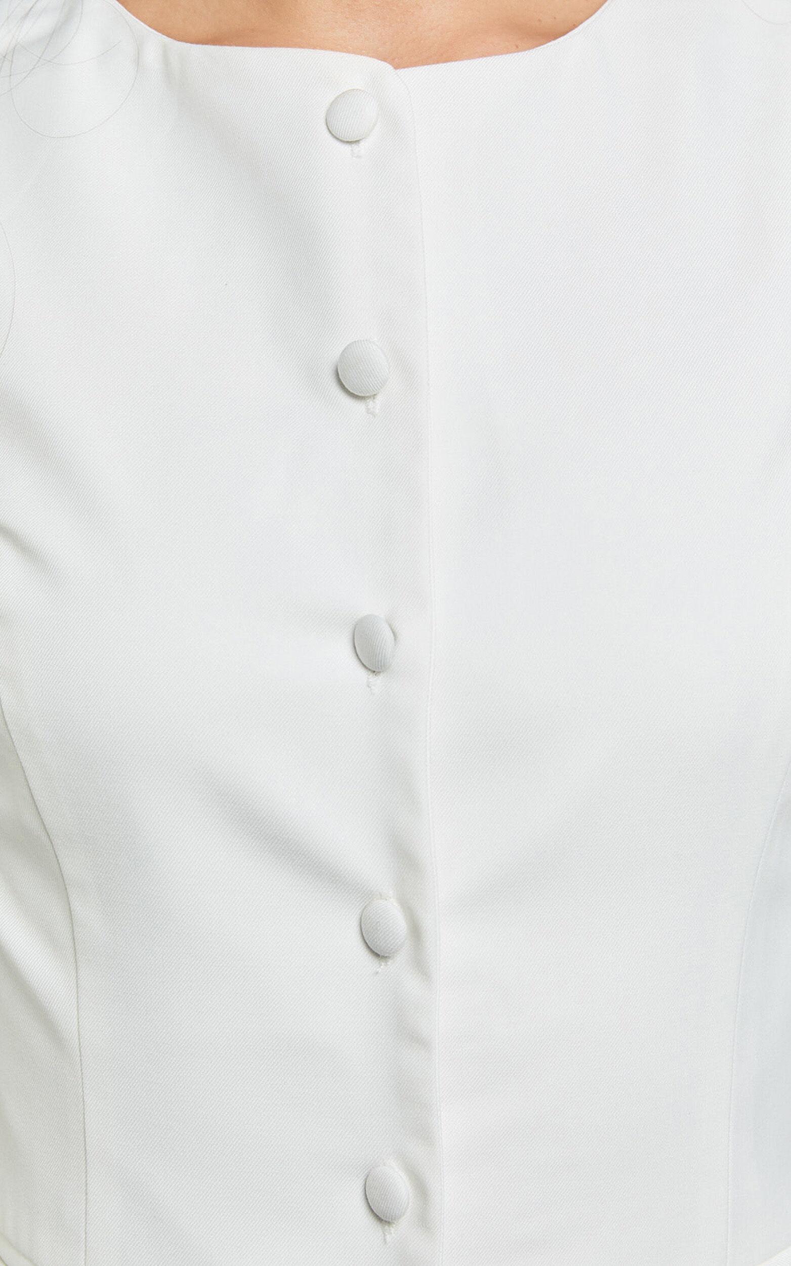 Desi Top - Longline Crew Neck Vest Top in Warm White Product Image