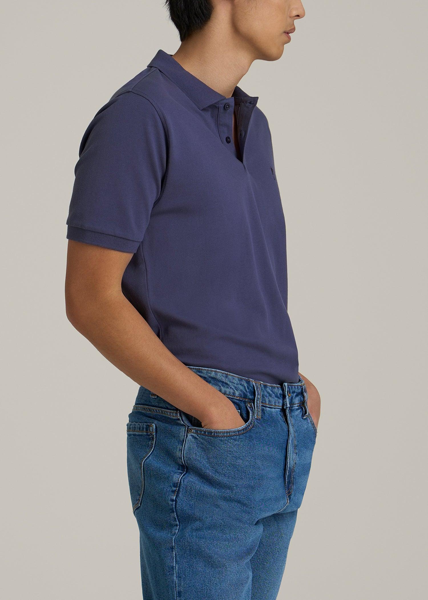 Classic Polo with Embroidered Logo for Tall Men in Future Dusk Male Product Image