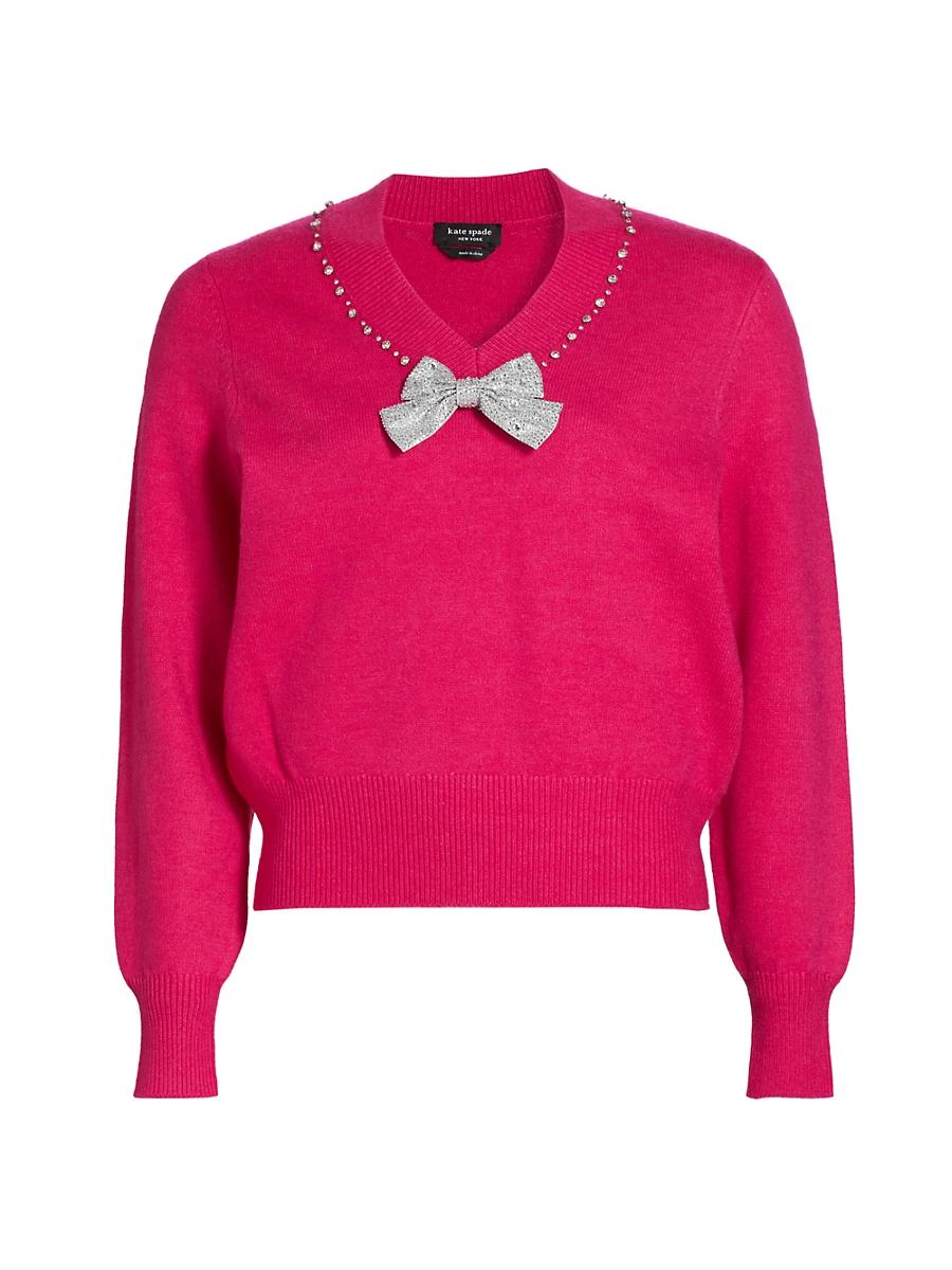 Womens Mainline Embellished V-Neck Sweater Product Image