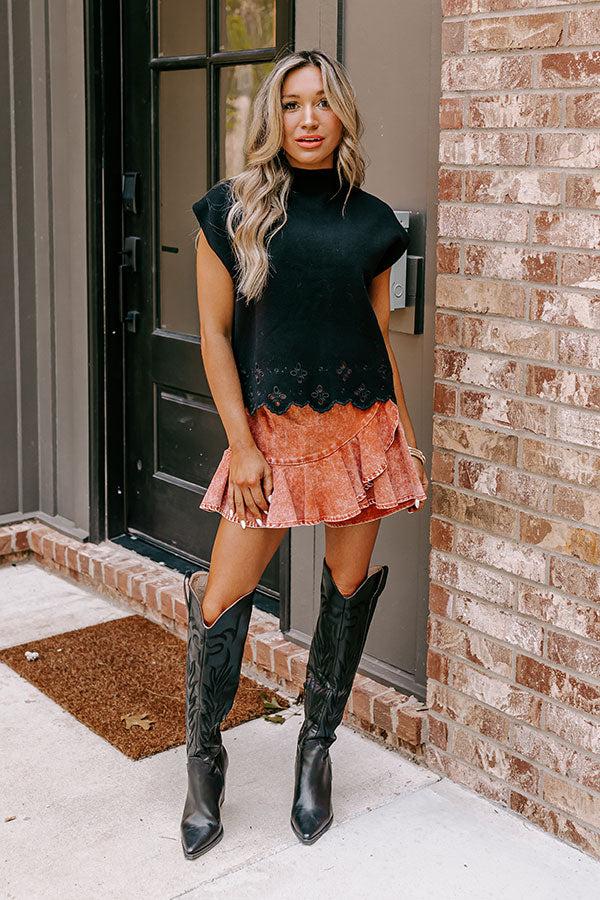 Couture Classic Eyelet Sweater Top in Black Product Image