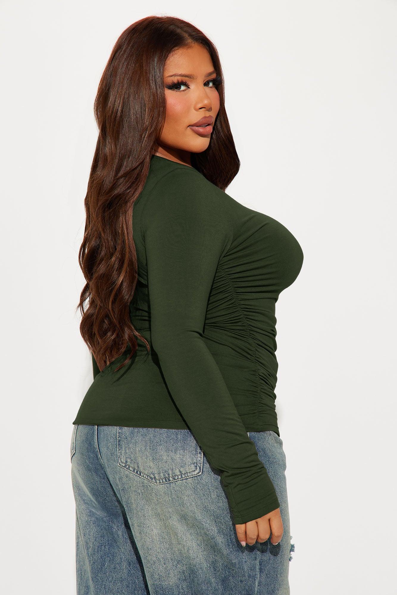 Raven Ruched Top - Charcoal Female Product Image