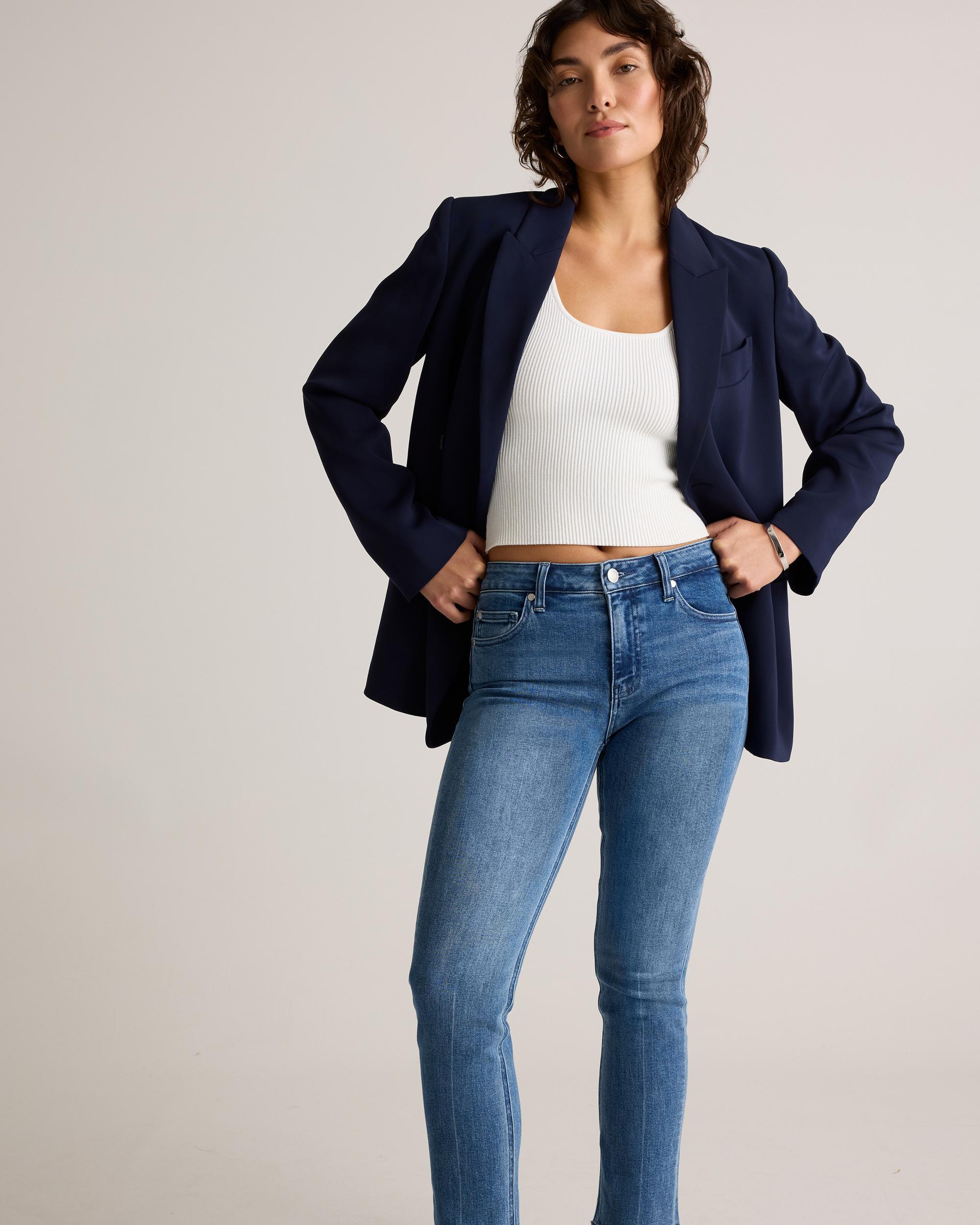 Quince | Women's Luna Stretch Slim Straight Jeans Organic Cotton Product Image