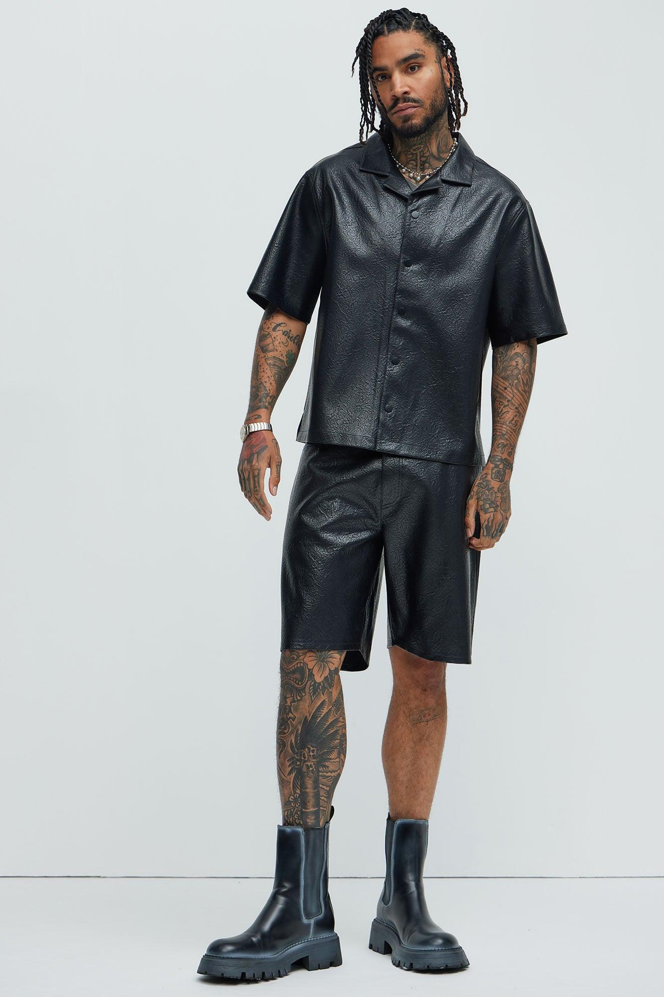 Riker Faux Leather Shirt - Black Product Image