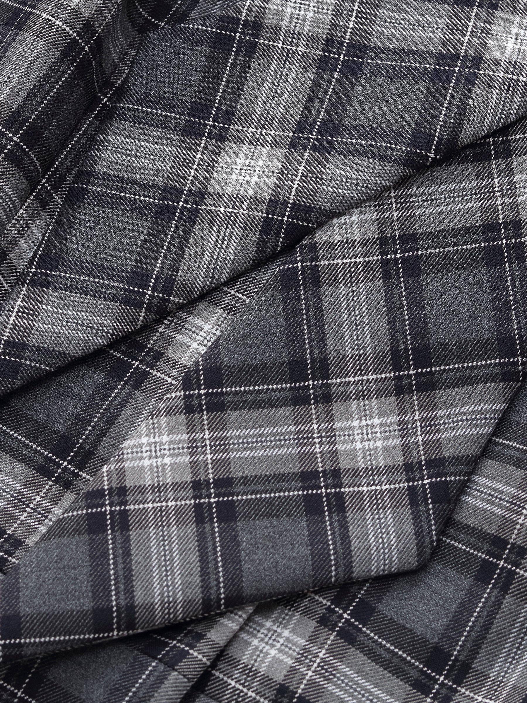 Plaid Ribbon Tie Women Flare Hem Top Product Image