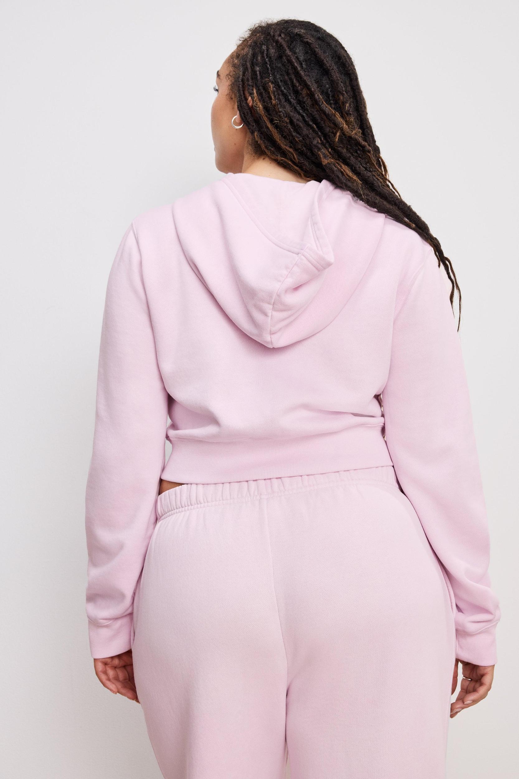 BRUSHED FLEECE ZIP HOODIE | WASHED COTTON CANDY PINK001 Product Image